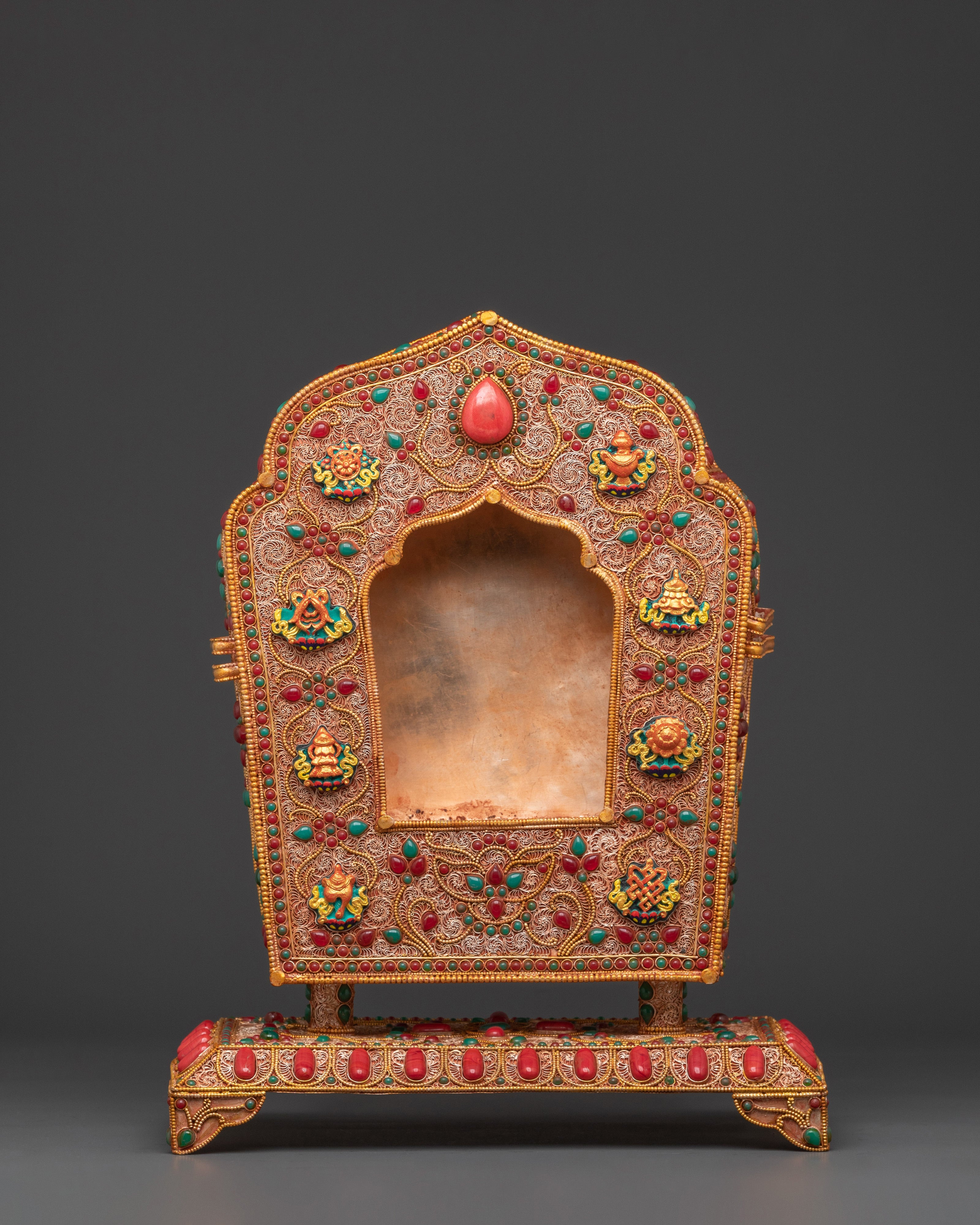 Ghau Box with Green Tara Statue | Tibetan Sacred Altar Decor & Meditation Gift
