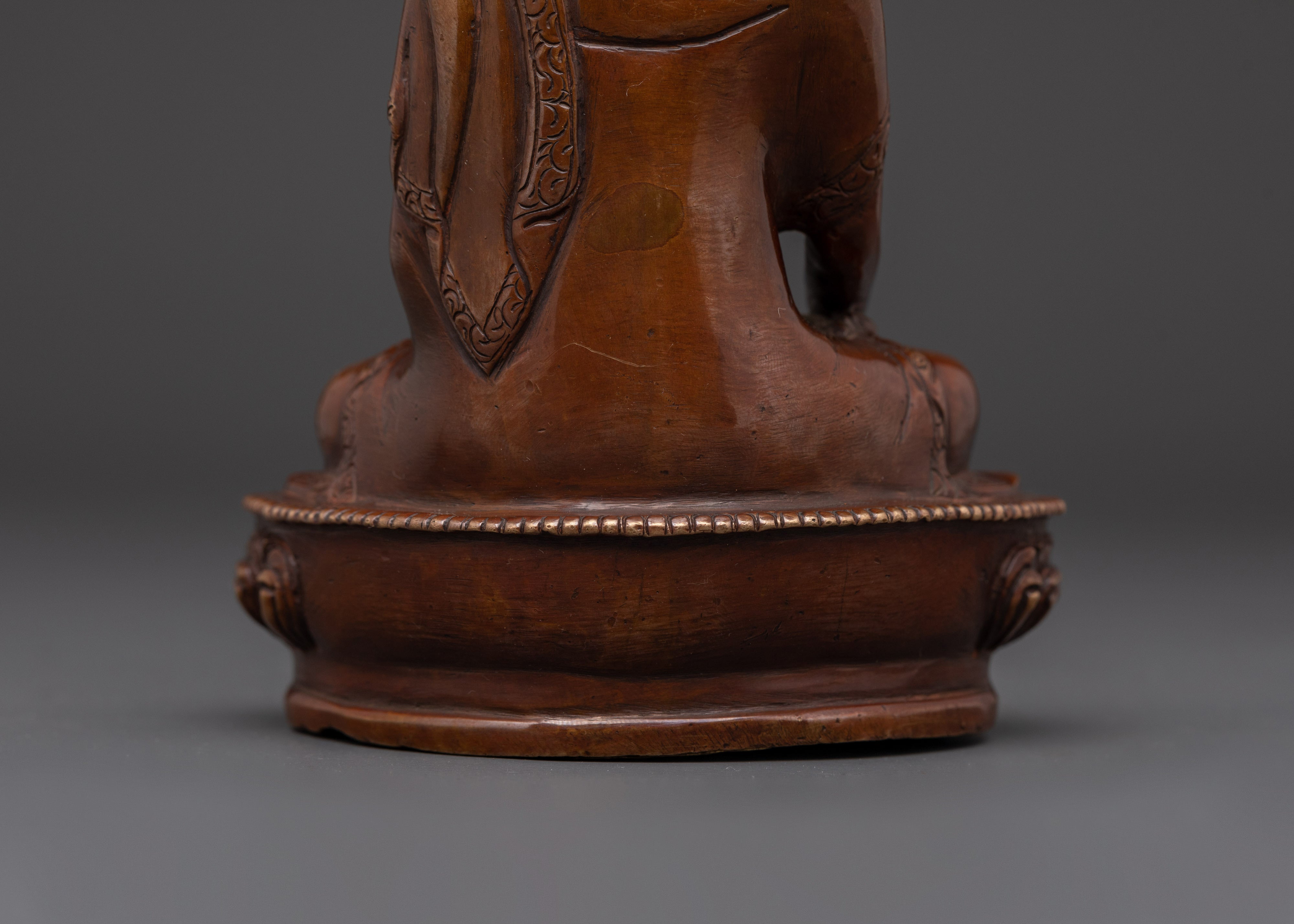 Himalayan Buddha Shakyamuni Statue | Oxidized Copper & Gold Face Painting