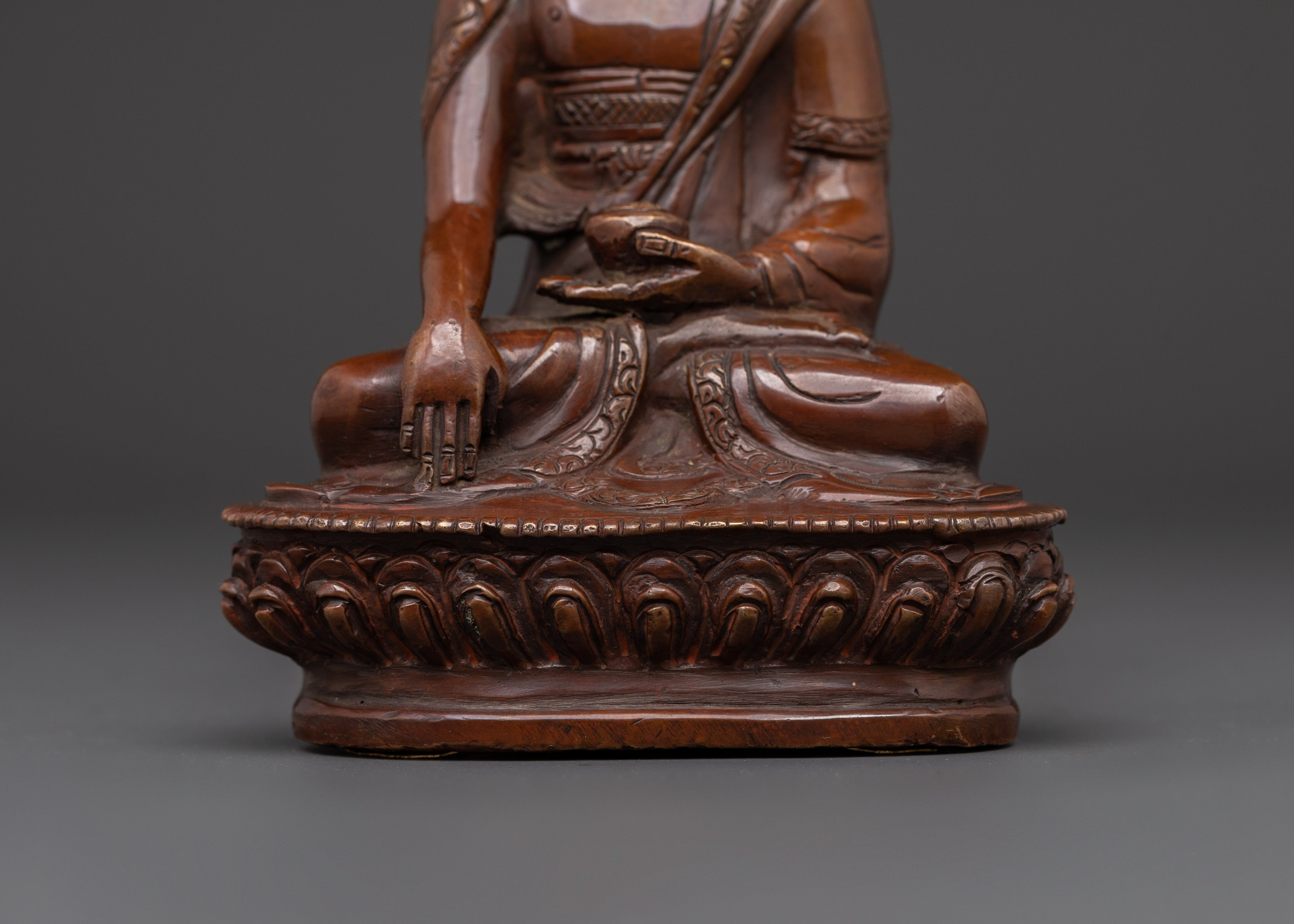Himalayan Buddha Shakyamuni Statue | Oxidized Copper & Gold Face Painting