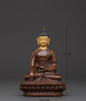 Himalayan Buddha Shakyamuni Statue | Oxidized Copper & Gold Face Painting