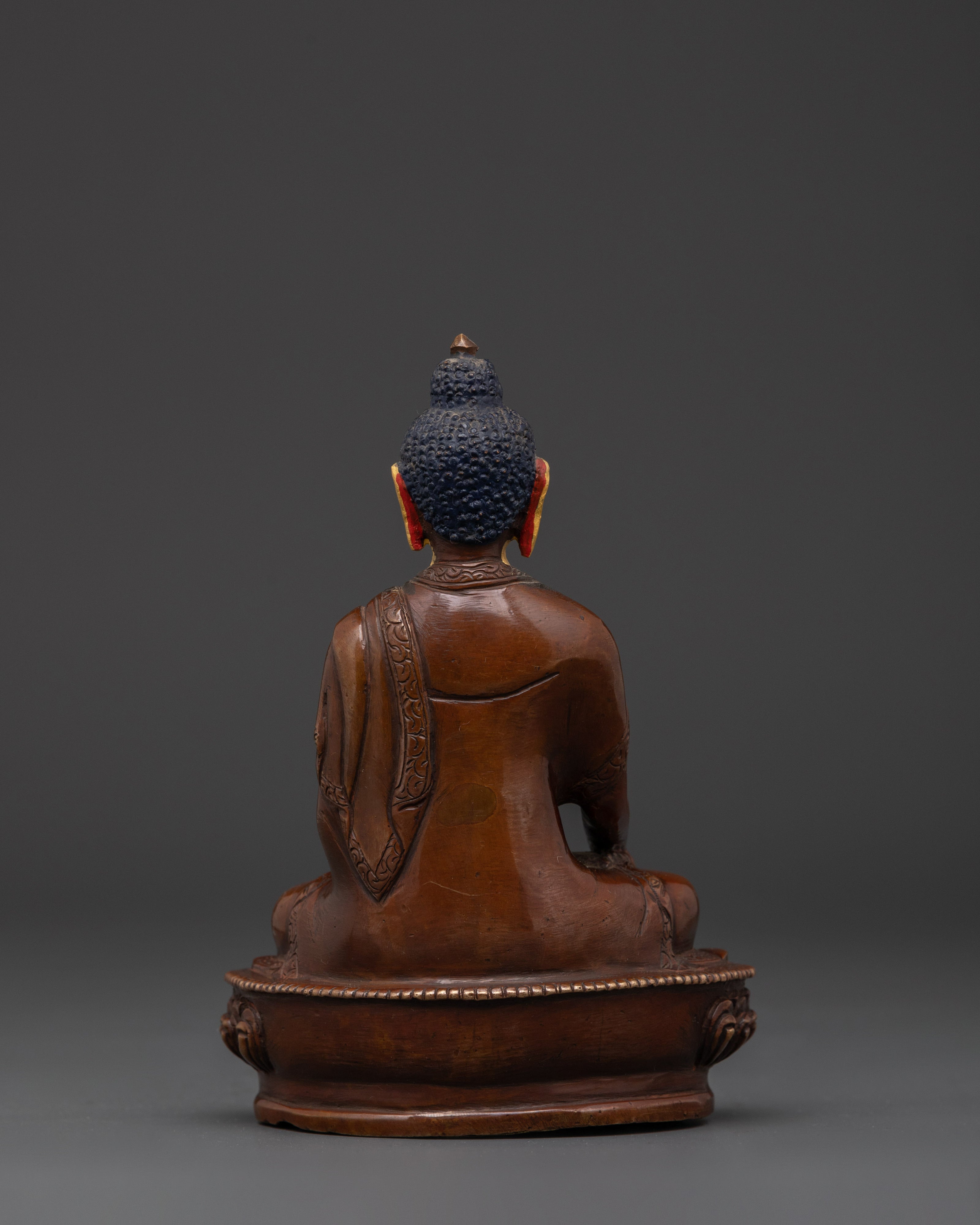 Himalayan Buddha Shakyamuni Statue | Oxidized Copper & Gold Face Painting