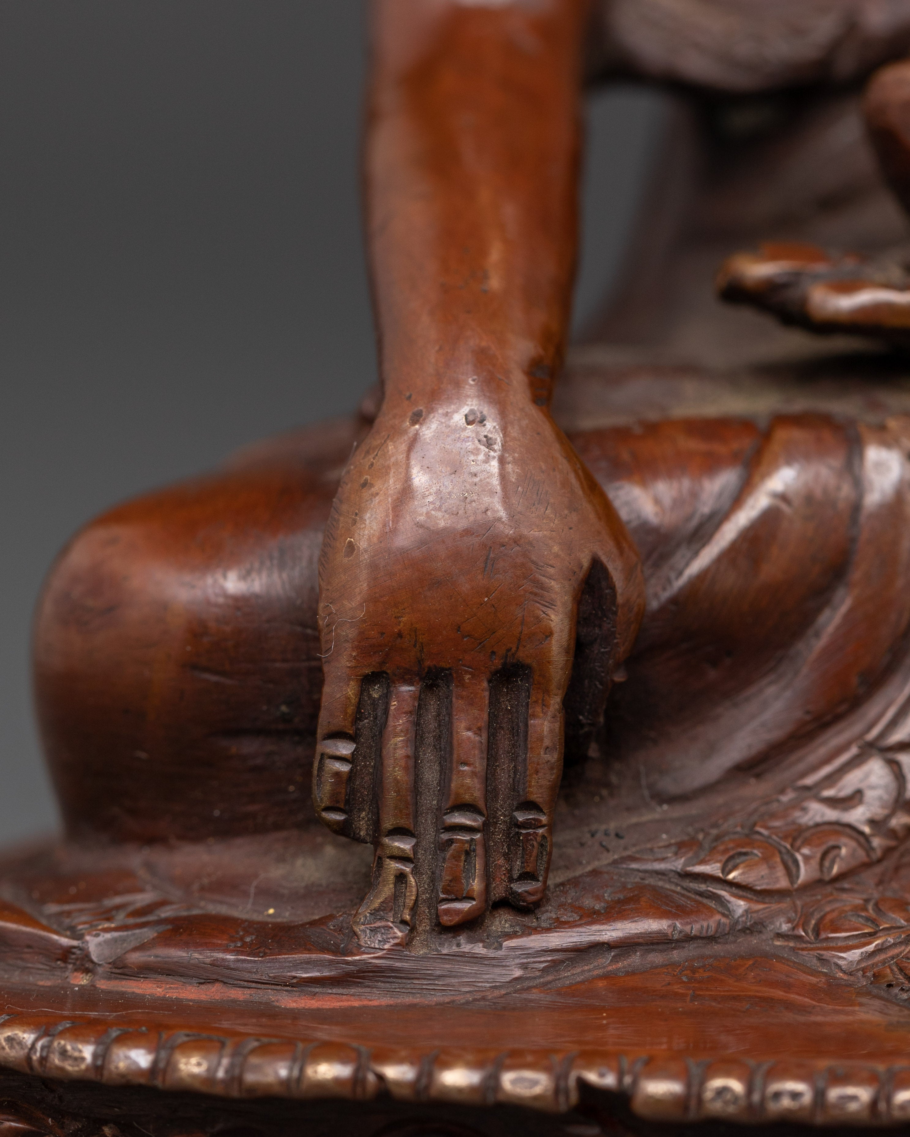 Himalayan Buddha Shakyamuni Statue | Oxidized Copper & Gold Face Painting