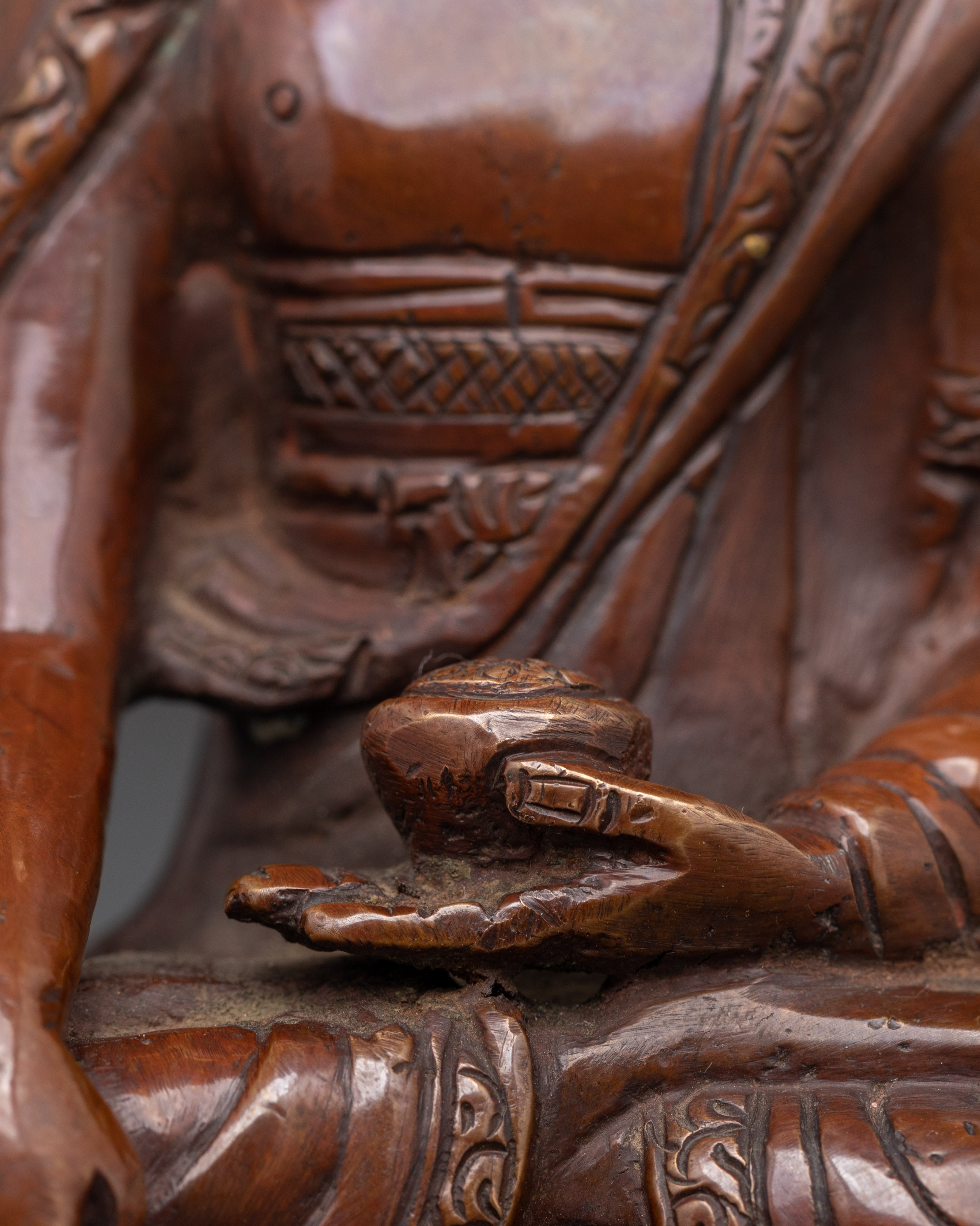 Himalayan Buddha Shakyamuni Statue | Oxidized Copper & Gold Face Painting