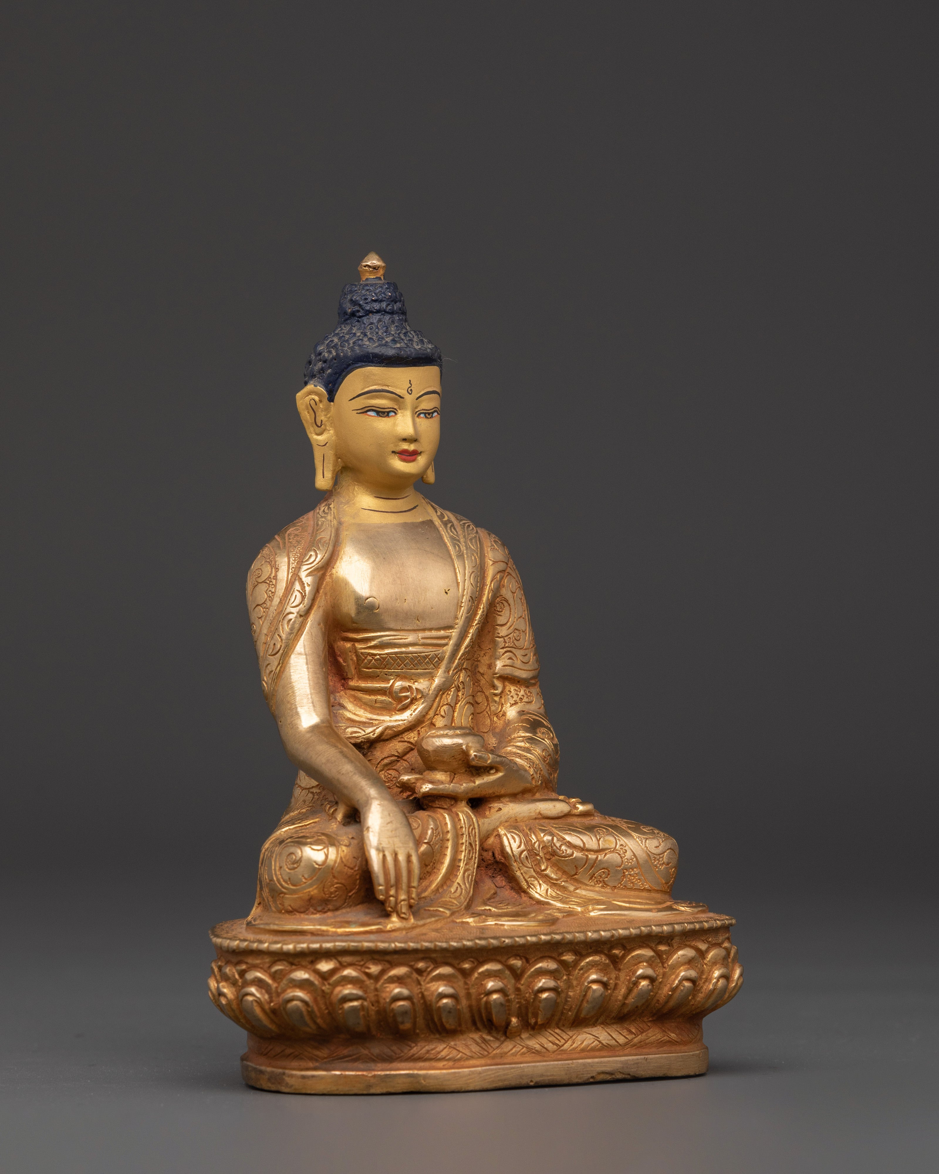 Handmade Shakyamuni Buddha Statue | Gold Plated Copper Buddha Figurine