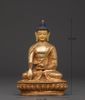 Handmade Shakyamuni Buddha Statue | Gold Plated Copper Buddha Figurine