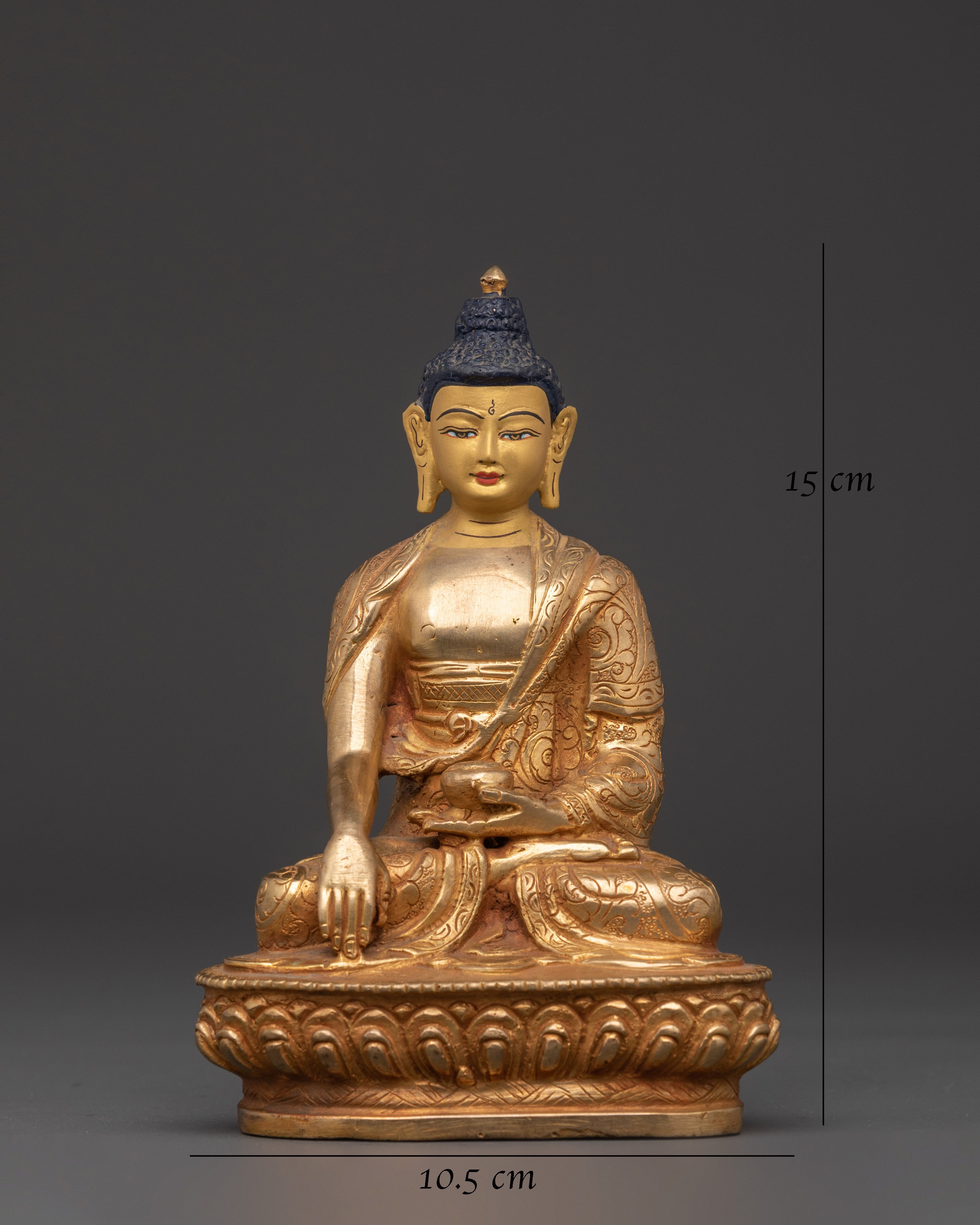Handmade Shakyamuni Buddha Statue | Gold Plated Copper Buddha Figurine