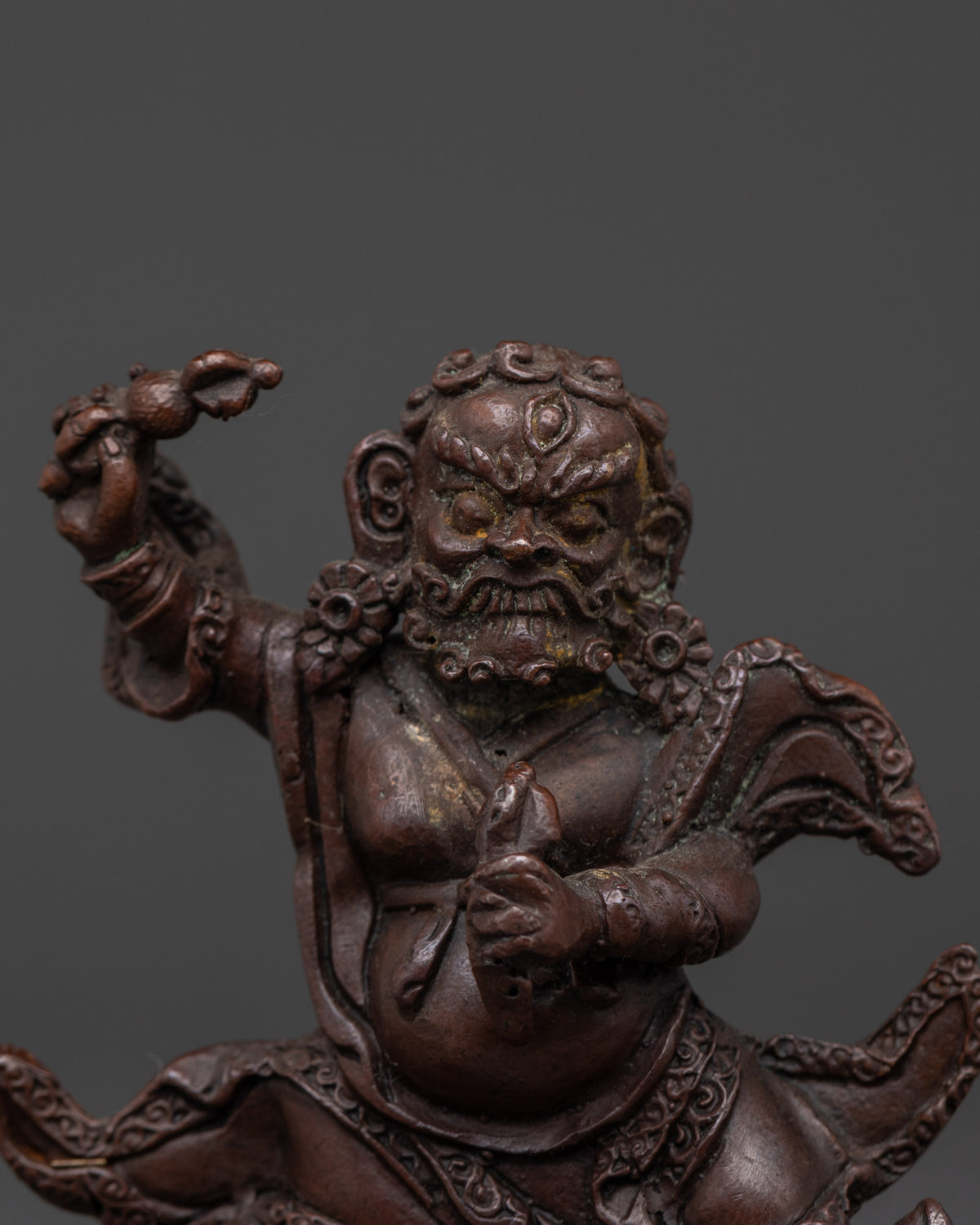 Handmade Dorje Drollo Statue | Oxidized Copper Tibetan Protector