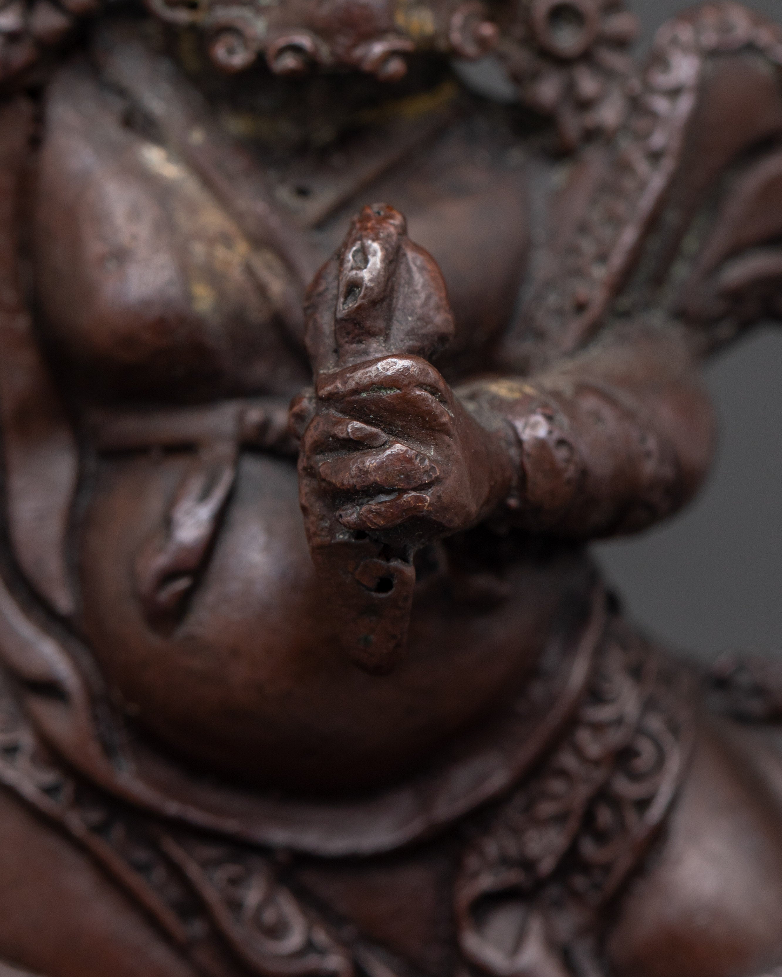 Handmade Dorje Drollo Statue | Oxidized Copper Tibetan Protector