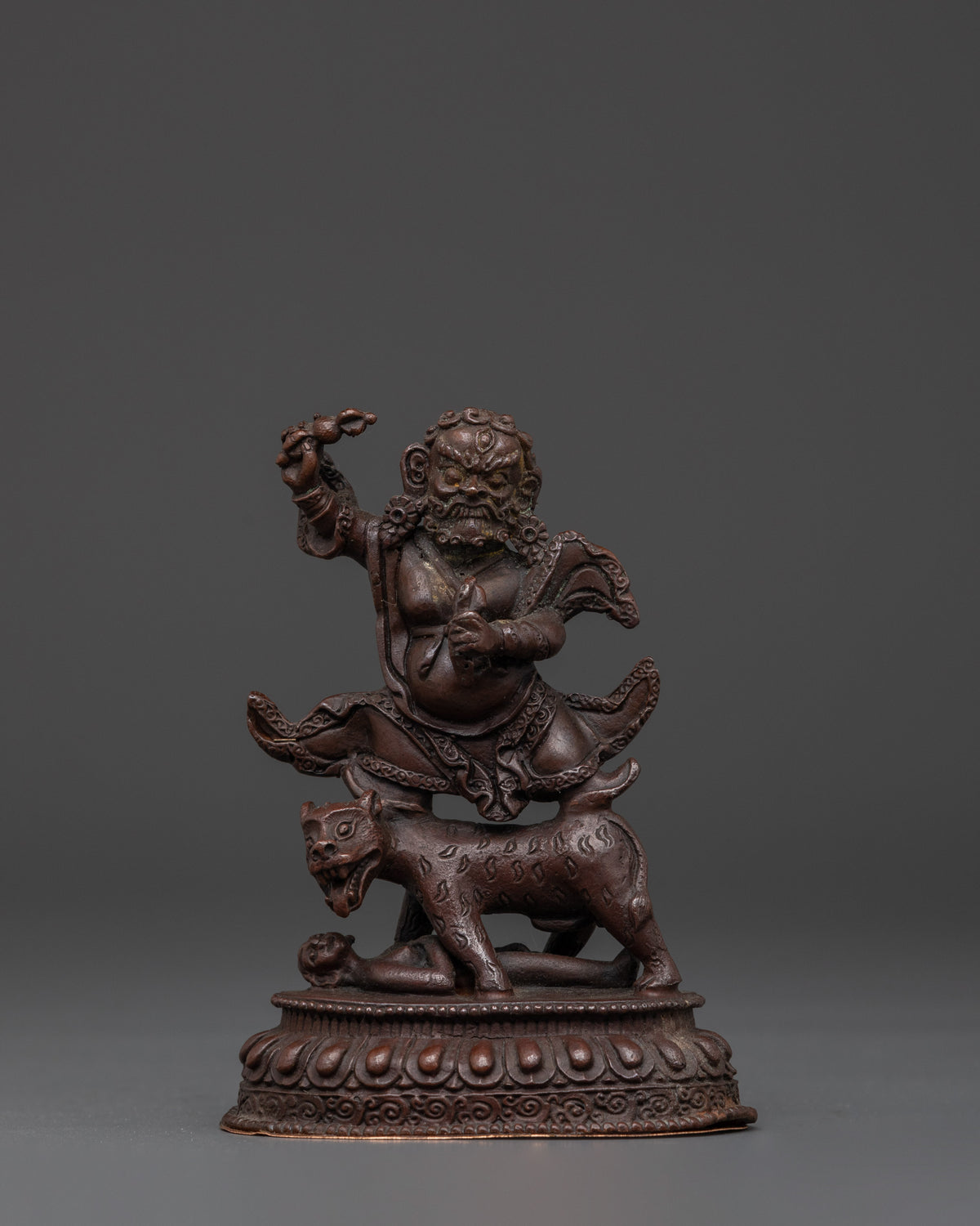 Handmade Dorje Drollo Statue | Oxidized Copper Tibetan Protector