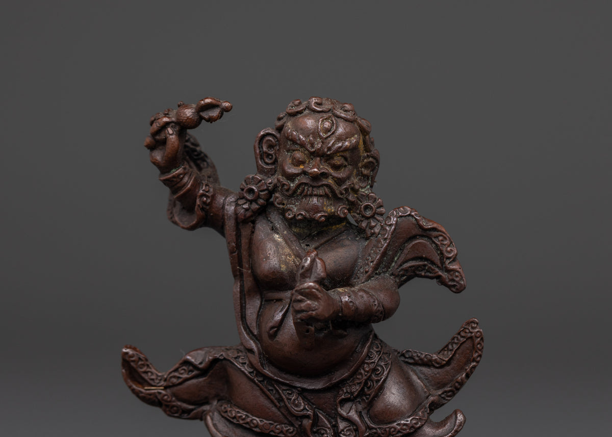 Handmade Dorje Drollo Statue | Oxidized Copper Tibetan Protector