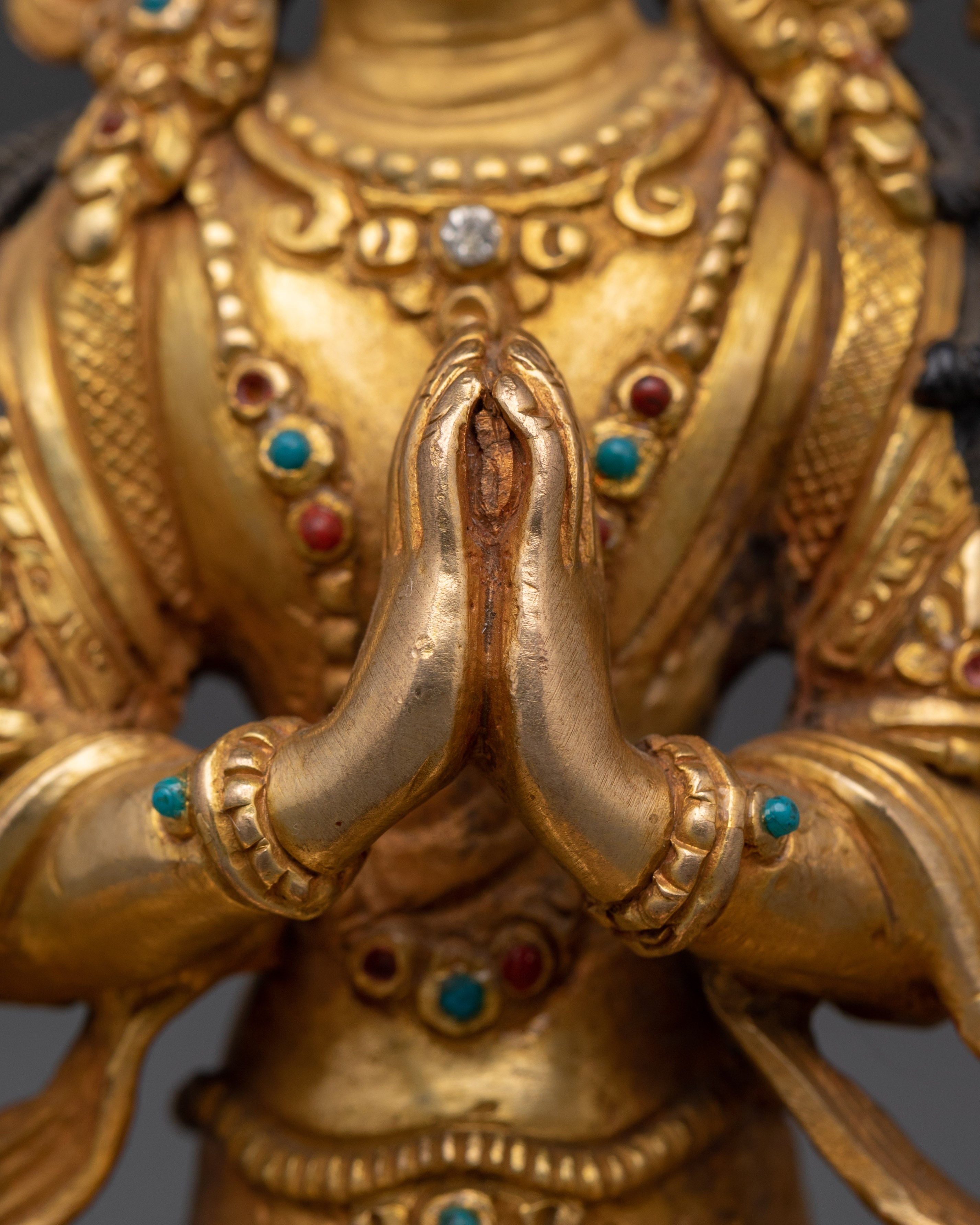 Tibetan Chenrezig Deity Statue | Handcrafted Golden Buddha of Compassion