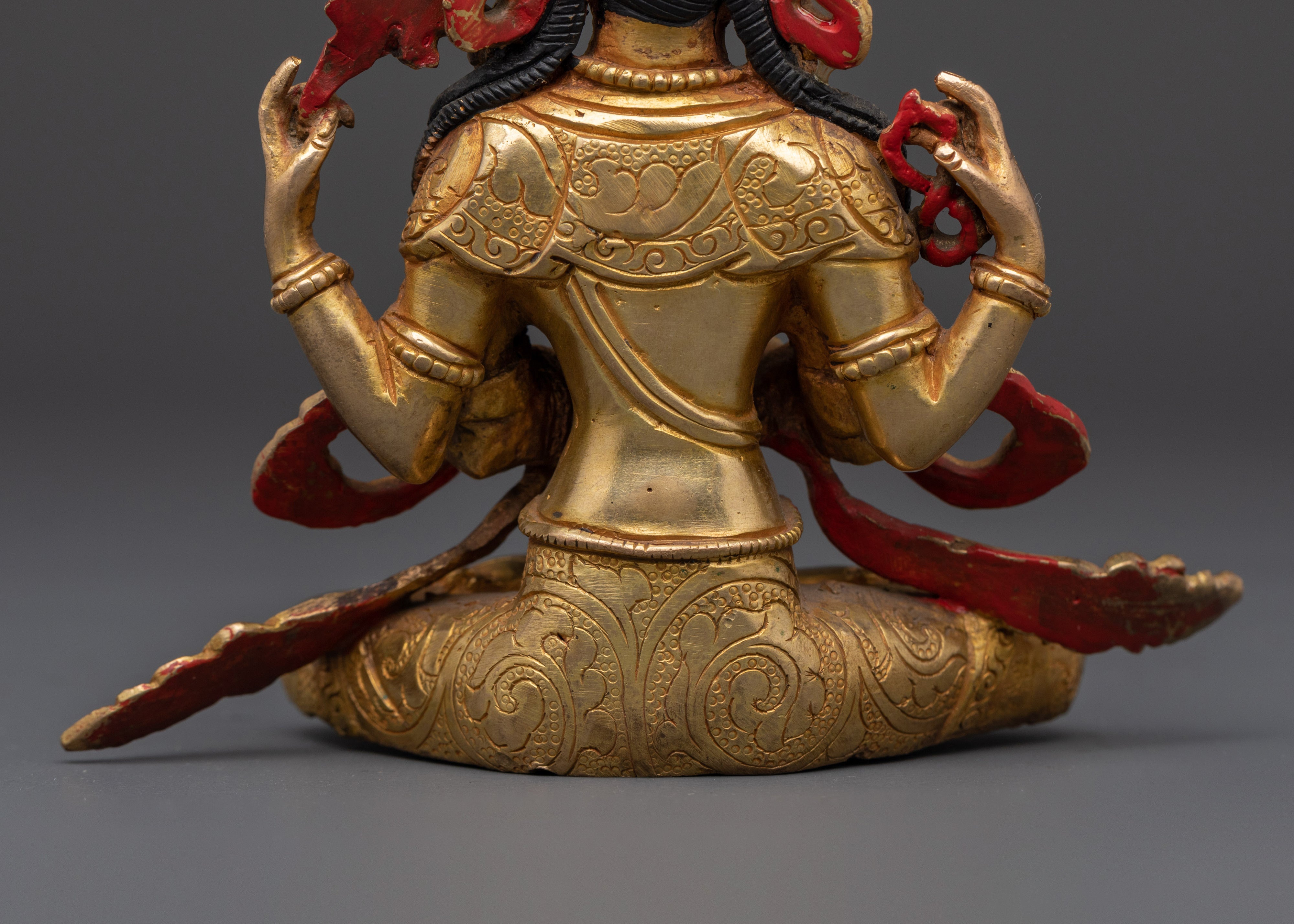 Tibetan Chenrezig Deity Statue | Handcrafted Golden Buddha of Compassion