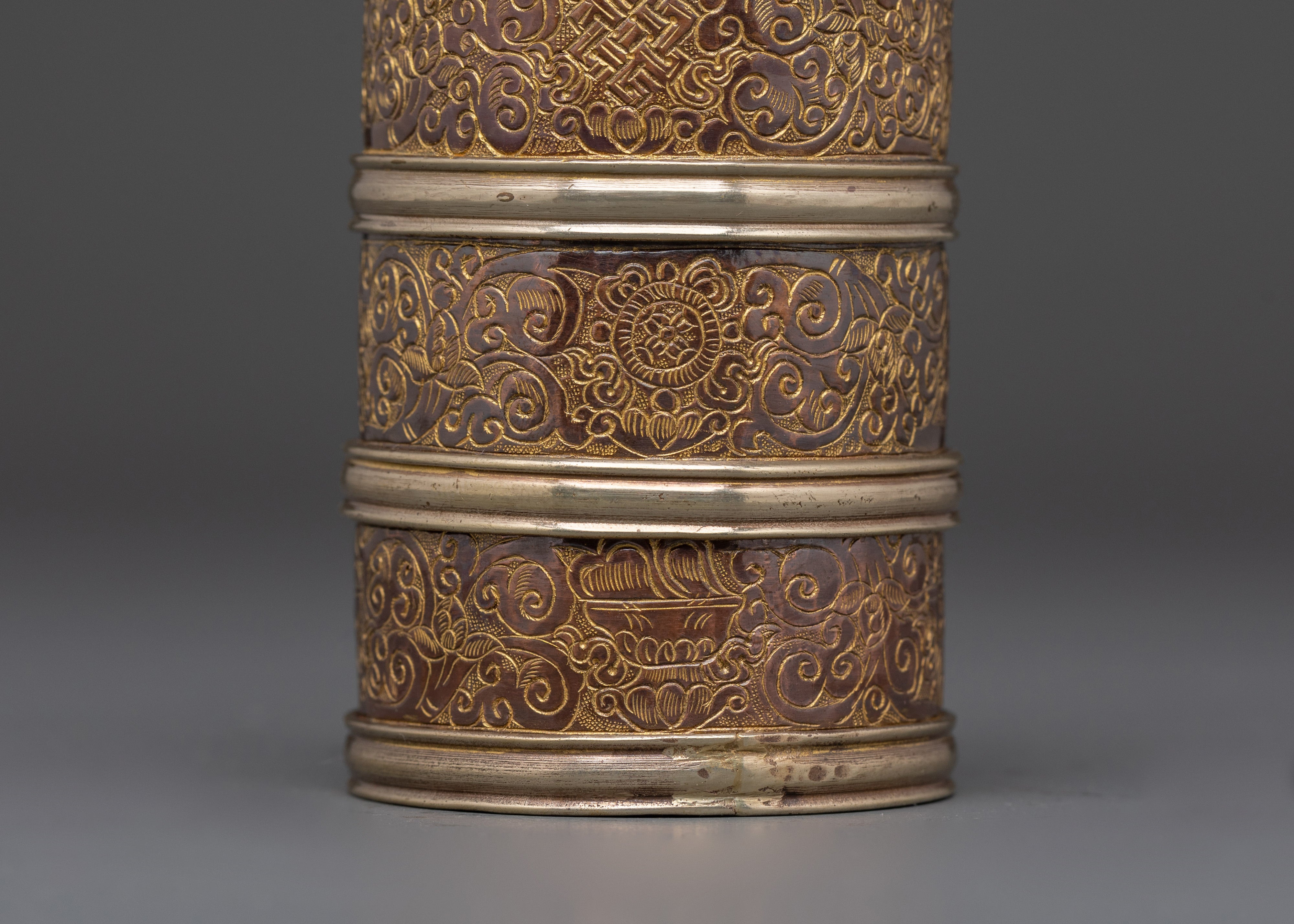 Handcrafted Copper & Brass Rice Pot for Ritual Offerings | Buddhist Ritual Item