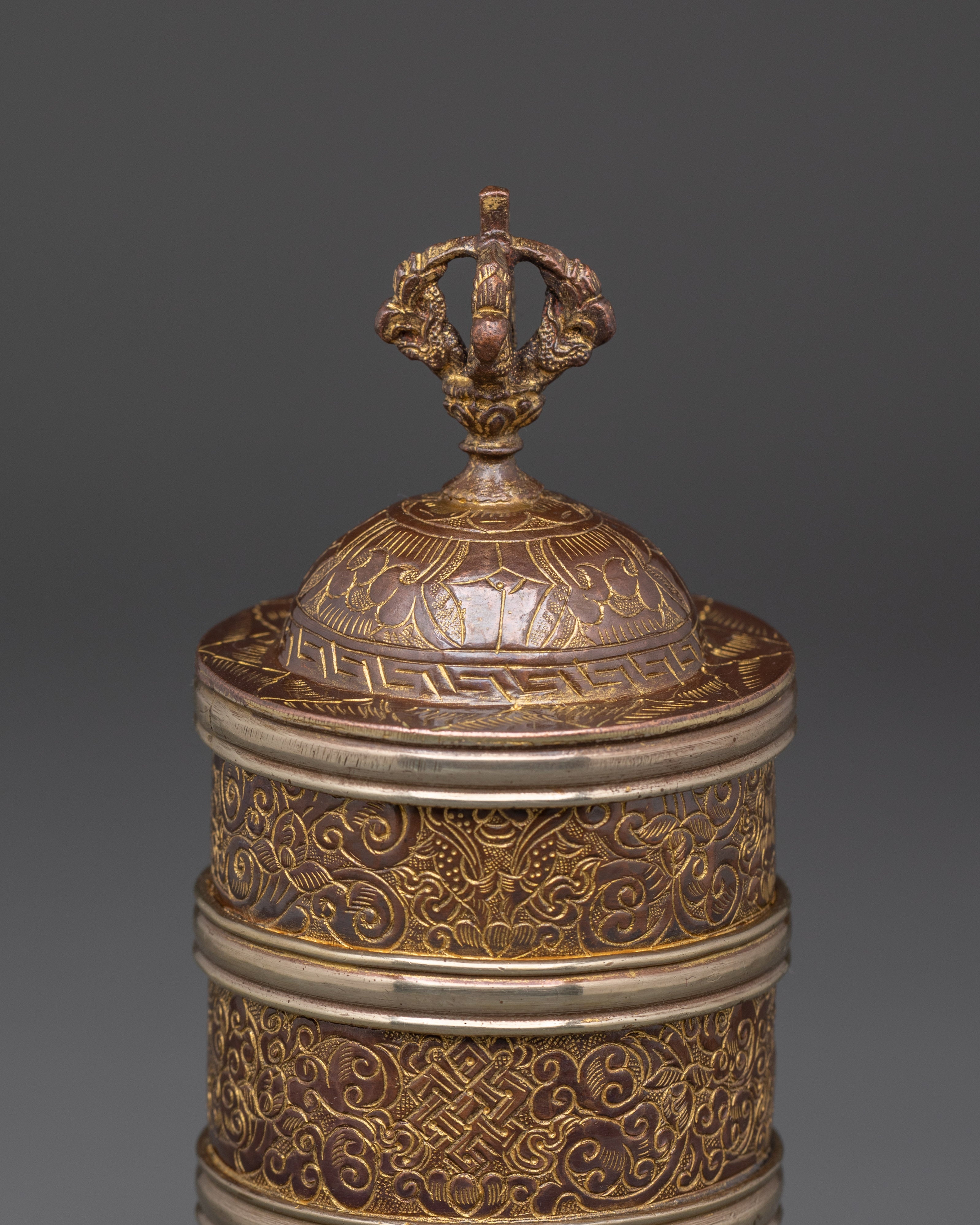 Handcrafted Copper & Brass Rice Pot for Ritual Offerings | Buddhist Ritual Item