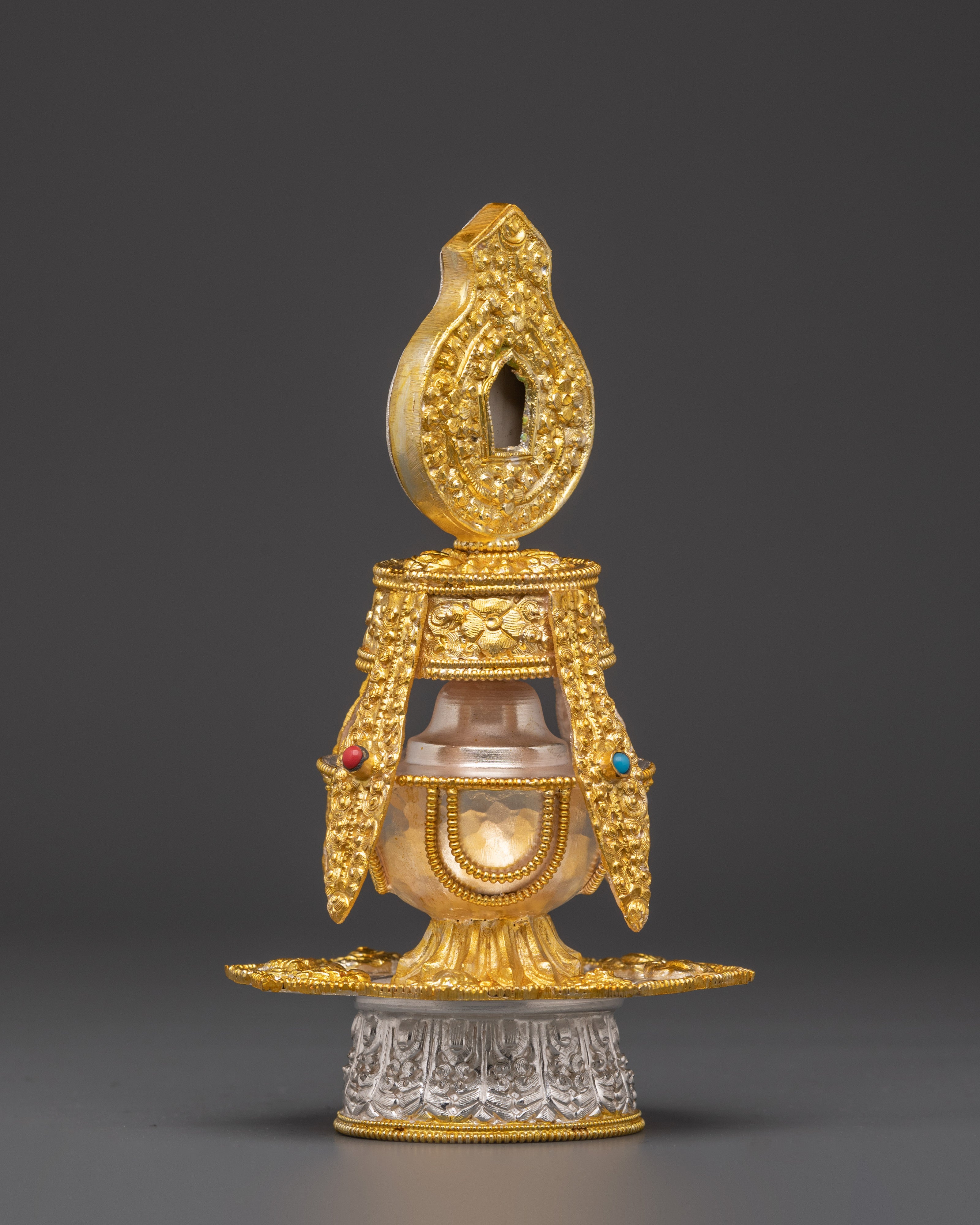 Handcrafted Silver Plated Long Life Vase | Ideal for Tibetan Rituals Spiritual Blessings