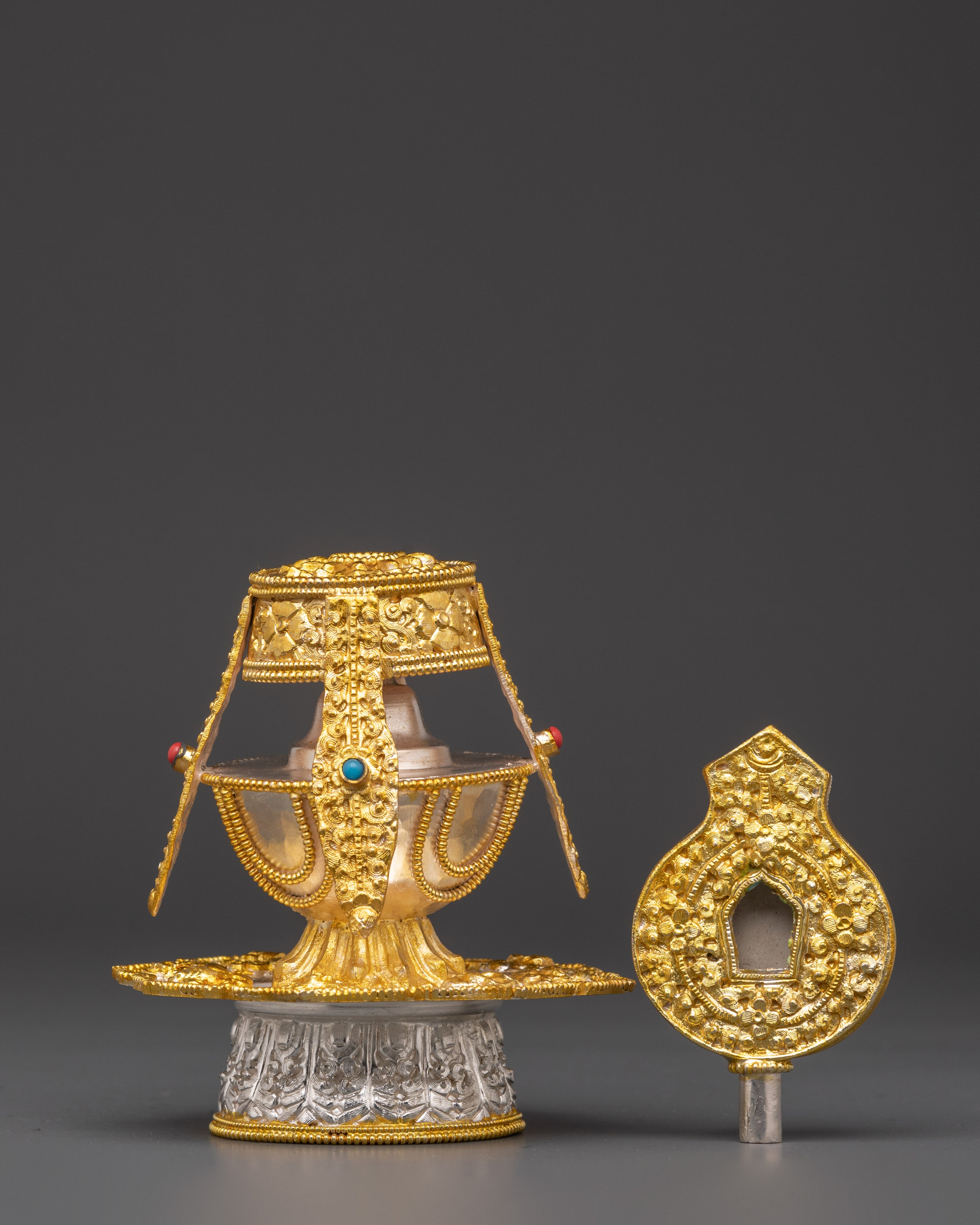 Handcrafted Silver Plated Long Life Vase | Ideal for Tibetan Rituals Spiritual Blessings
