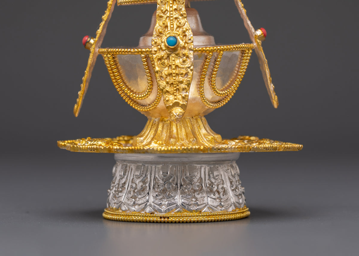 Handcrafted Silver Plated Long Life Vase | Ideal for Tibetan Rituals Spiritual Blessings