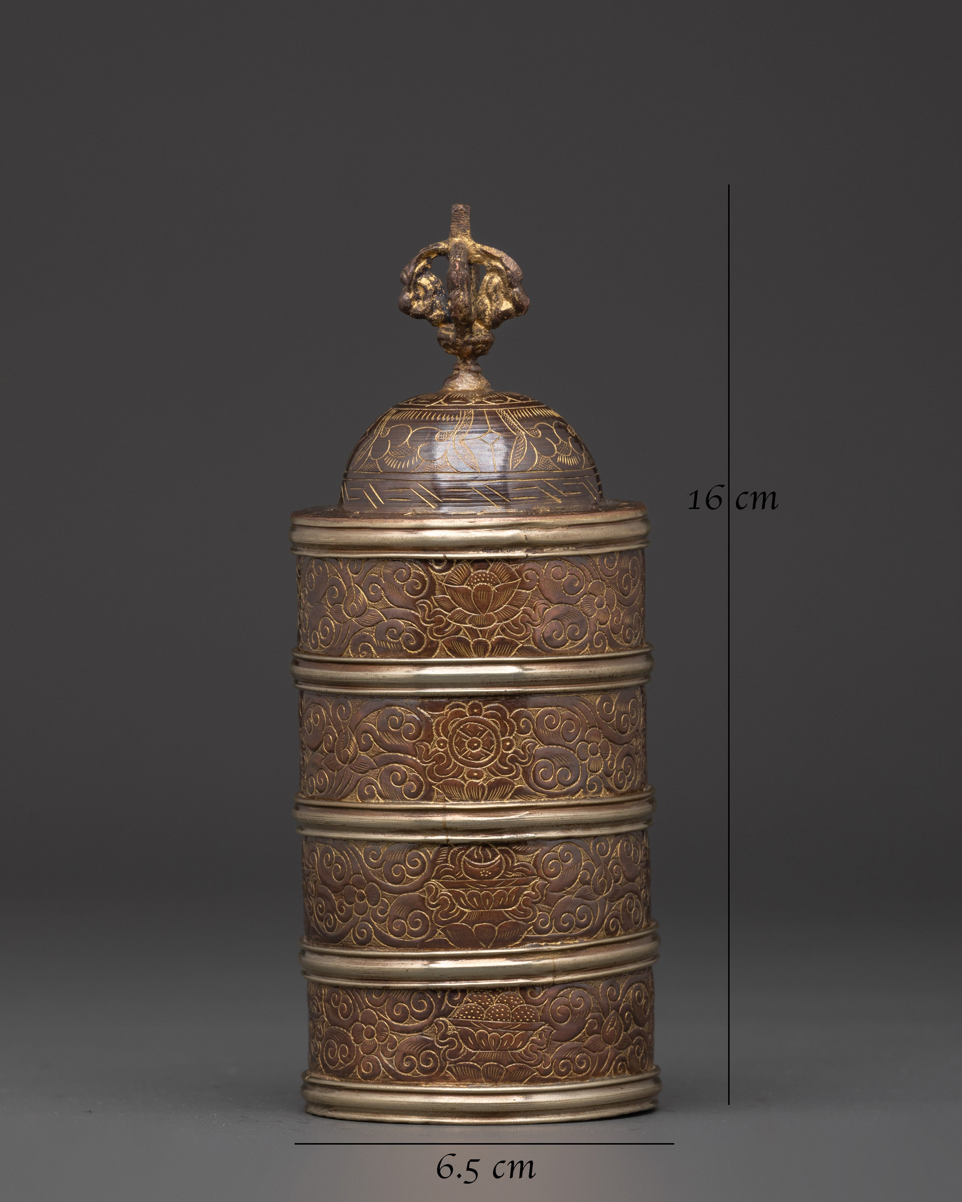 Handcrafted Buddhist Copper Rice Pot | Detailed Floral Engravings