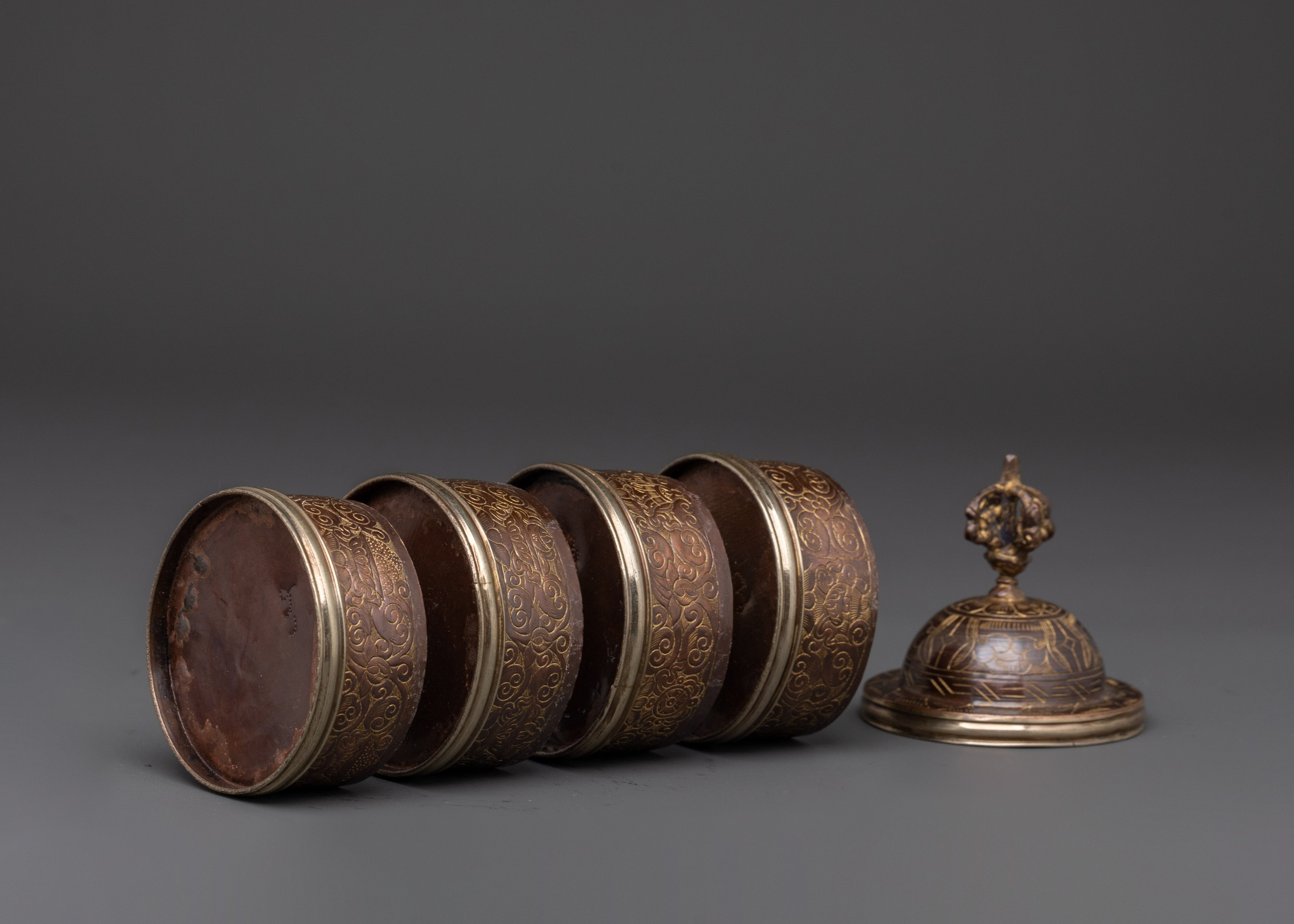 Handcrafted Buddhist Copper Rice Pot | Detailed Floral Engravings
