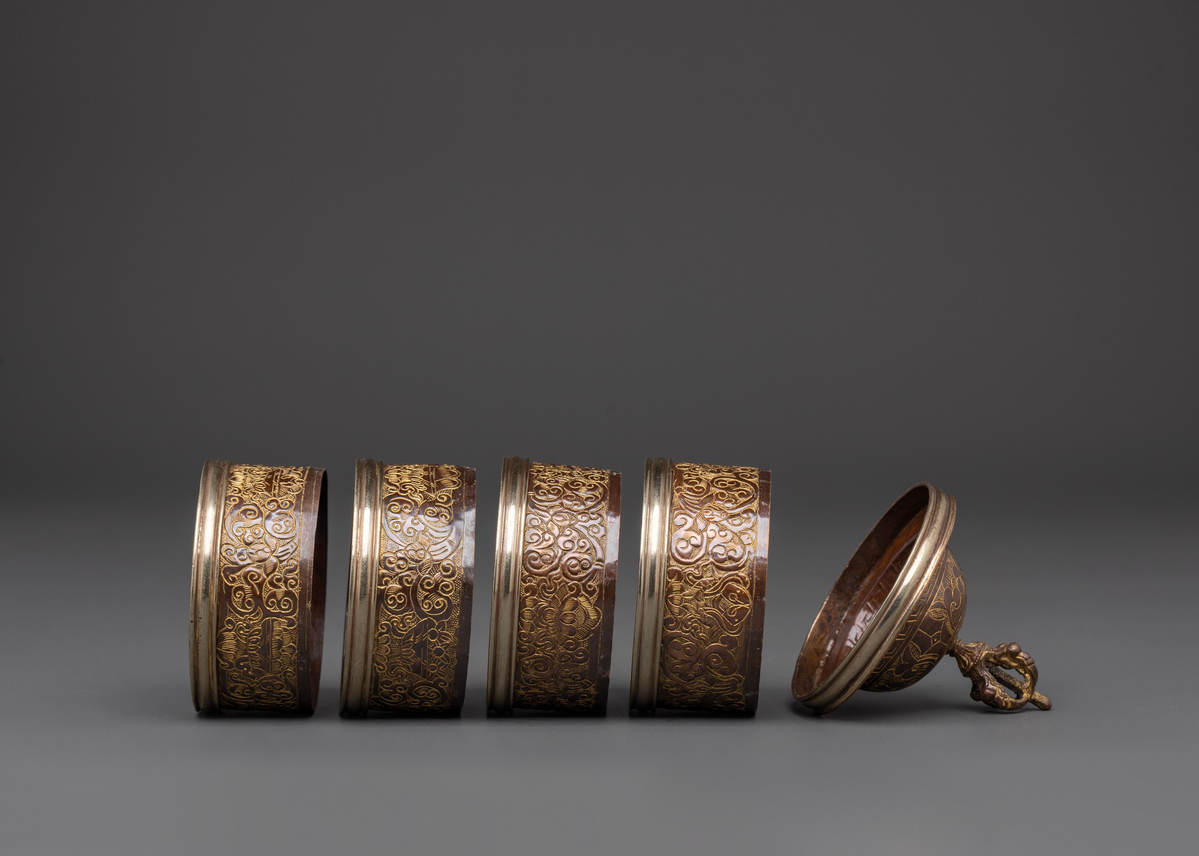 Handmade Buddhist Rice Pot | Copper Body and Brass Offering Vessel