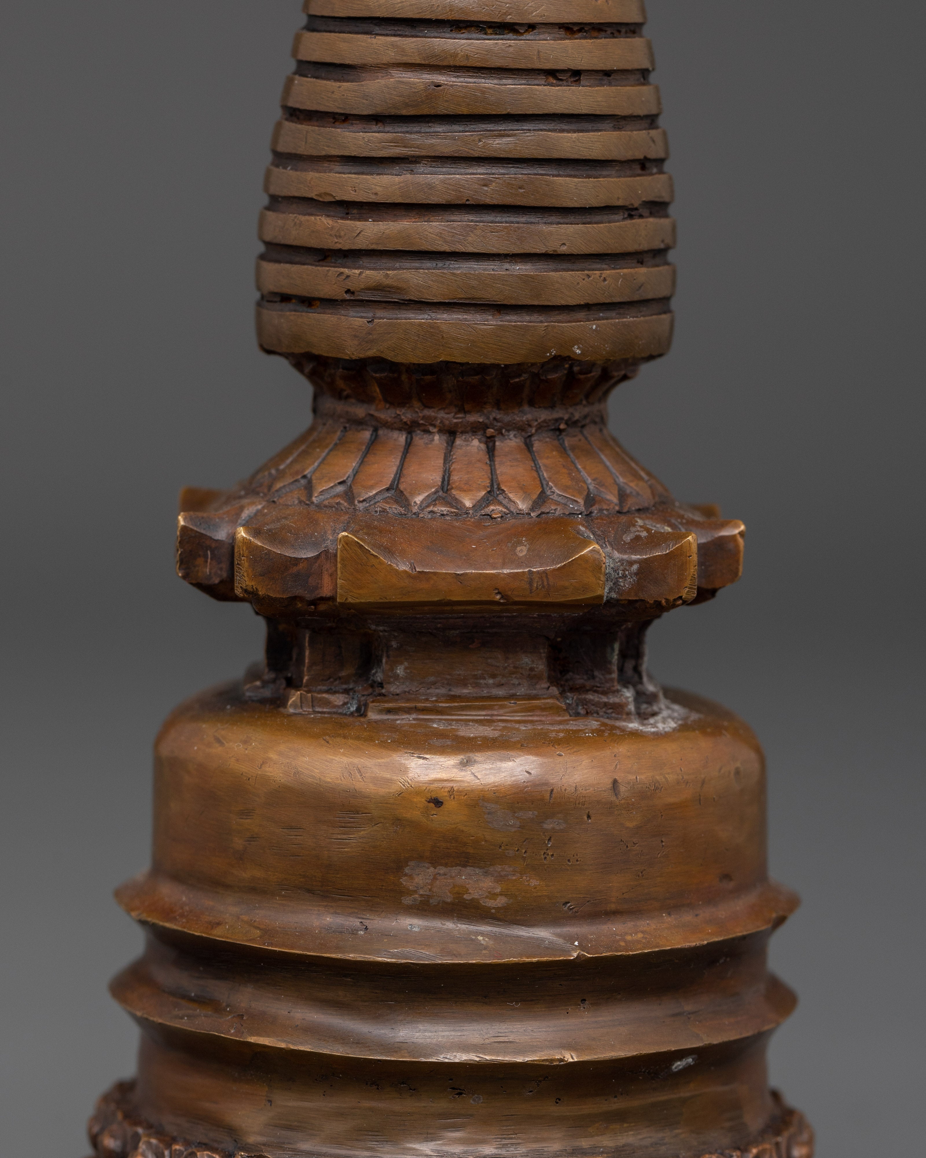 Stupa for Spiritual Growth | Handcrafted Oxidized Copper Buddhist Stupa