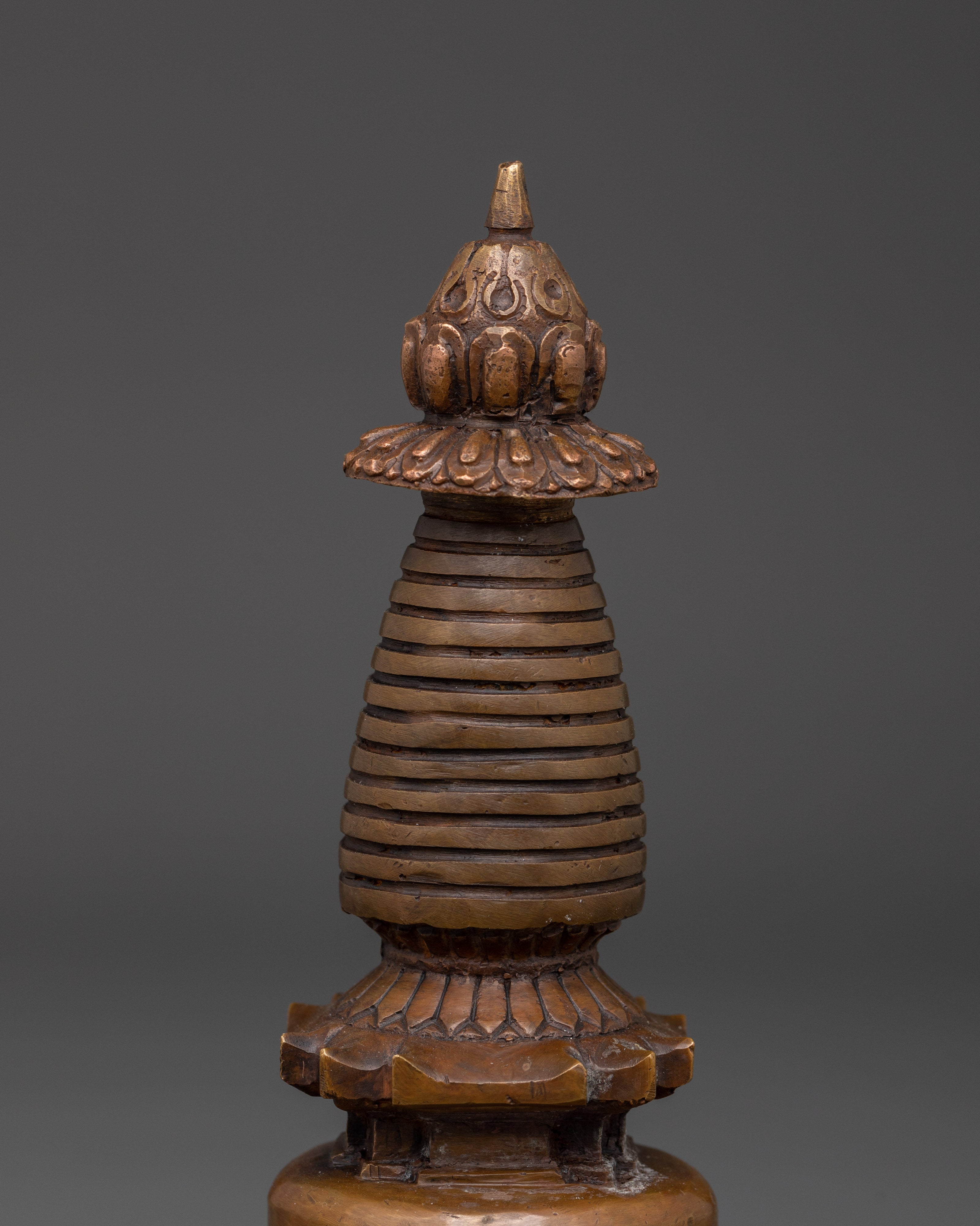 Stupa for Spiritual Growth | Handcrafted Oxidized Copper Buddhist Stupa