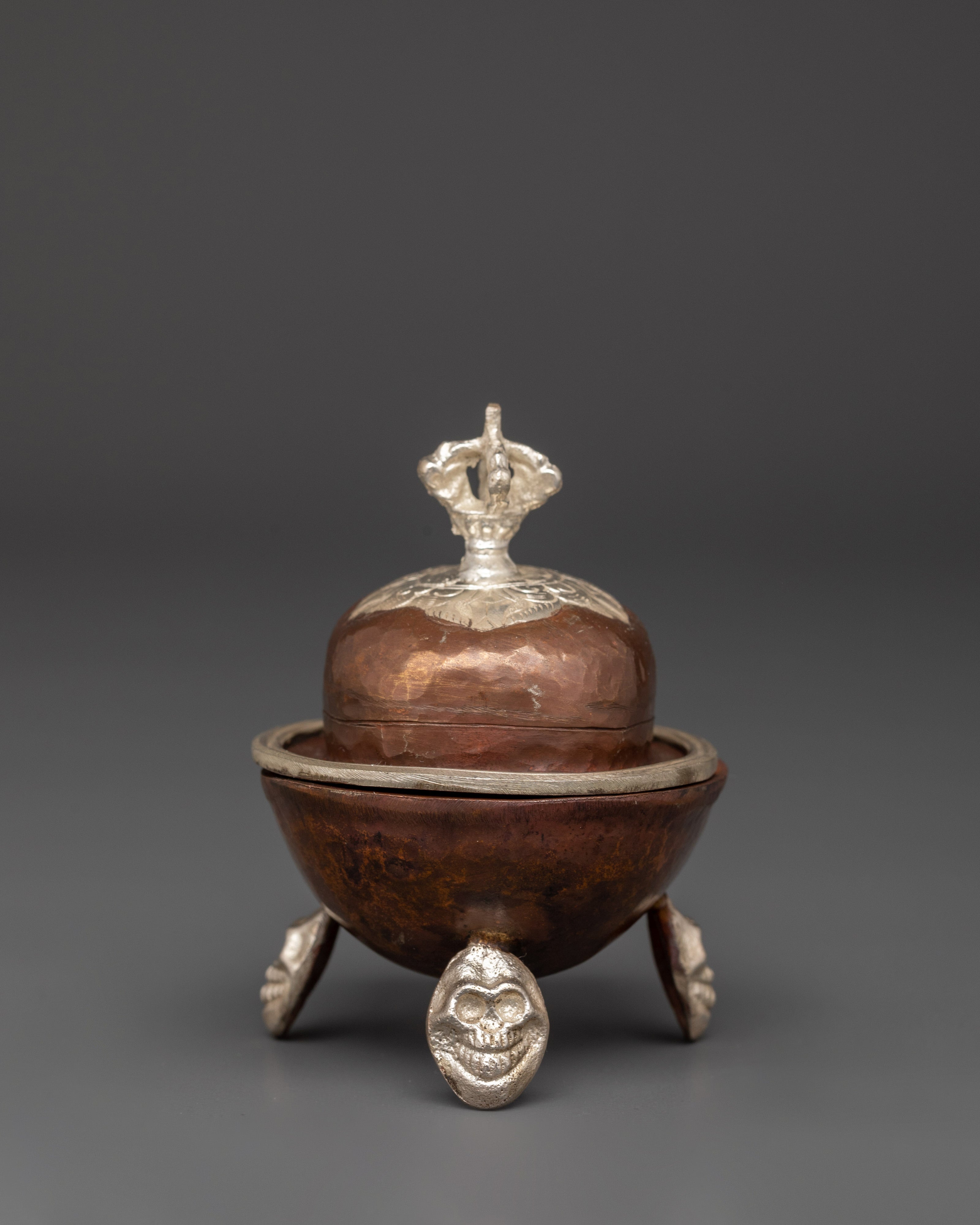 Traditional Tibetan Kapala Set | Skull Cup for Buddhist Ceremonies