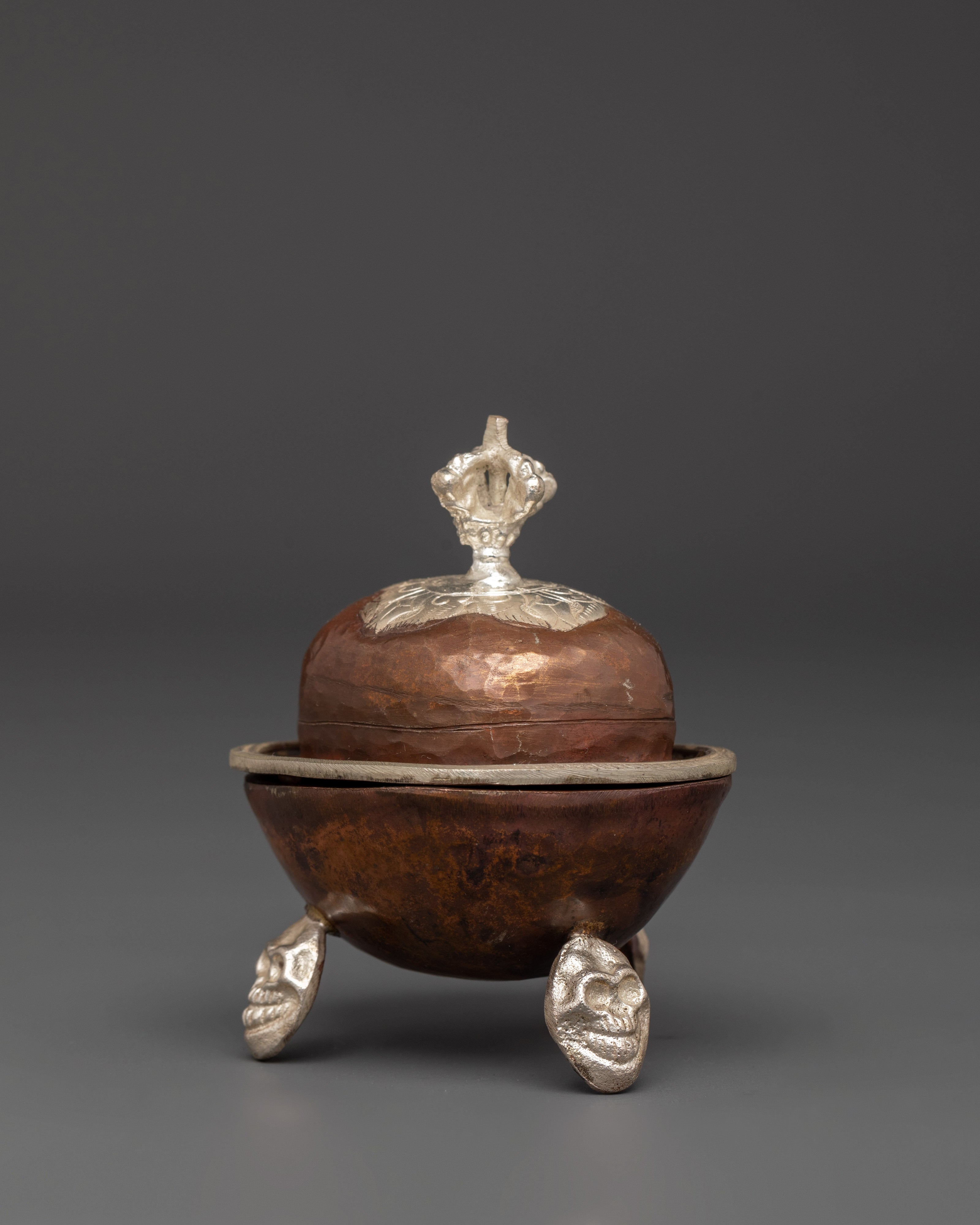 Traditional Tibetan Kapala Set | Skull Cup for Buddhist Ceremonies