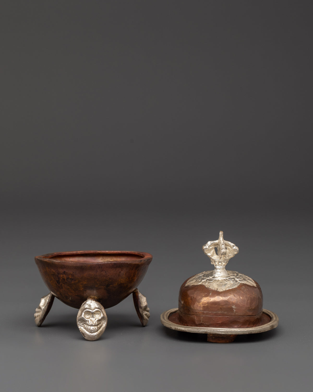 Traditional Tibetan Kapala Set | Skull Cup for Buddhist Ceremonies