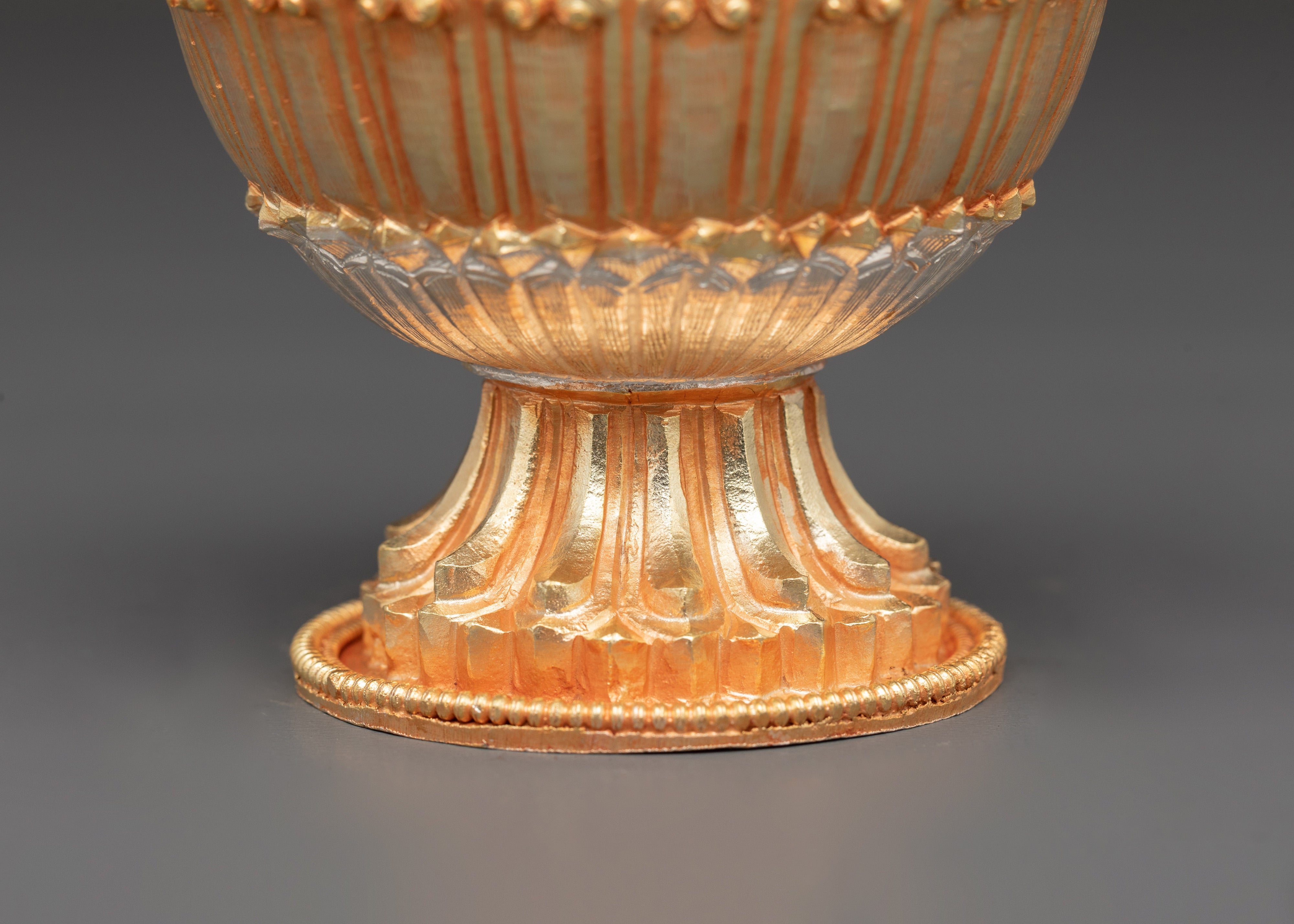 Spiritual Tibetan Rice Jar | Handcrafted Copper with Electro Gold & Silver Plating