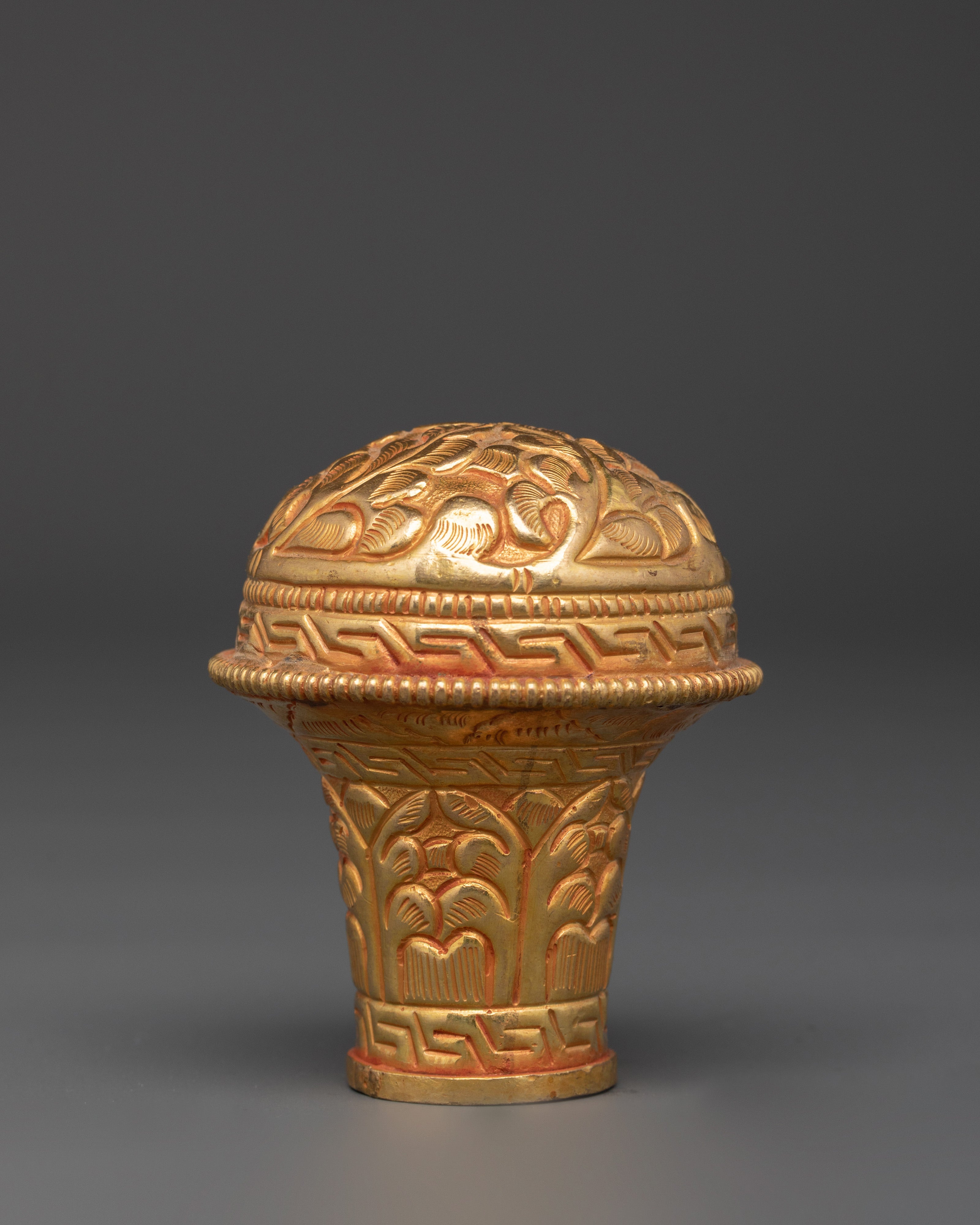 Traditional Brocade Stick Cap Set | Gold Plated Copper Spiritual Accessory