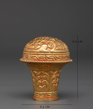 Traditional Brocade Stick Cap Set | Gold Plated Copper Spiritual Accessory