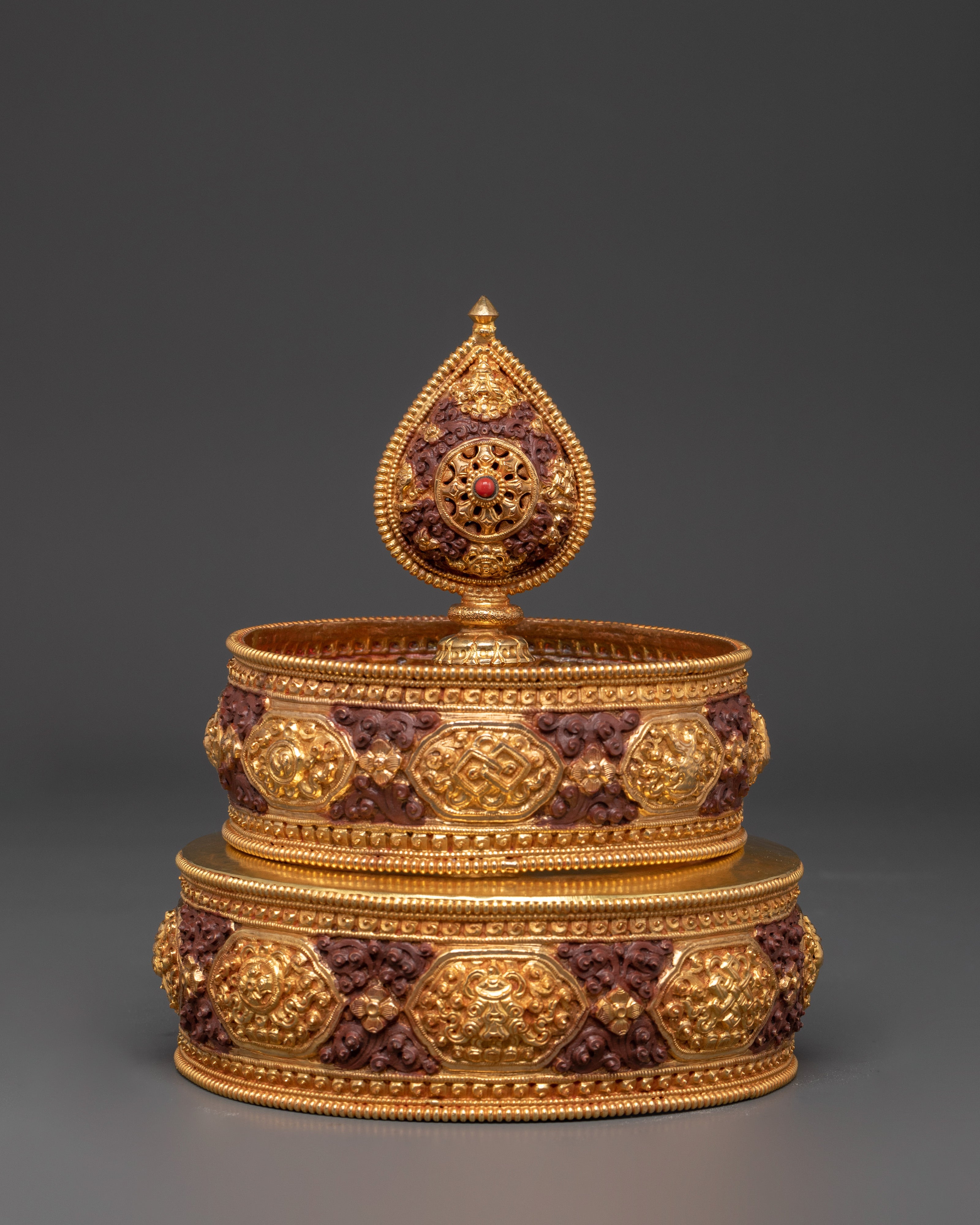 Handcrafted Oxidized Copper Mandala Set | Buddhist Rituals and Spiritual Altar Decor