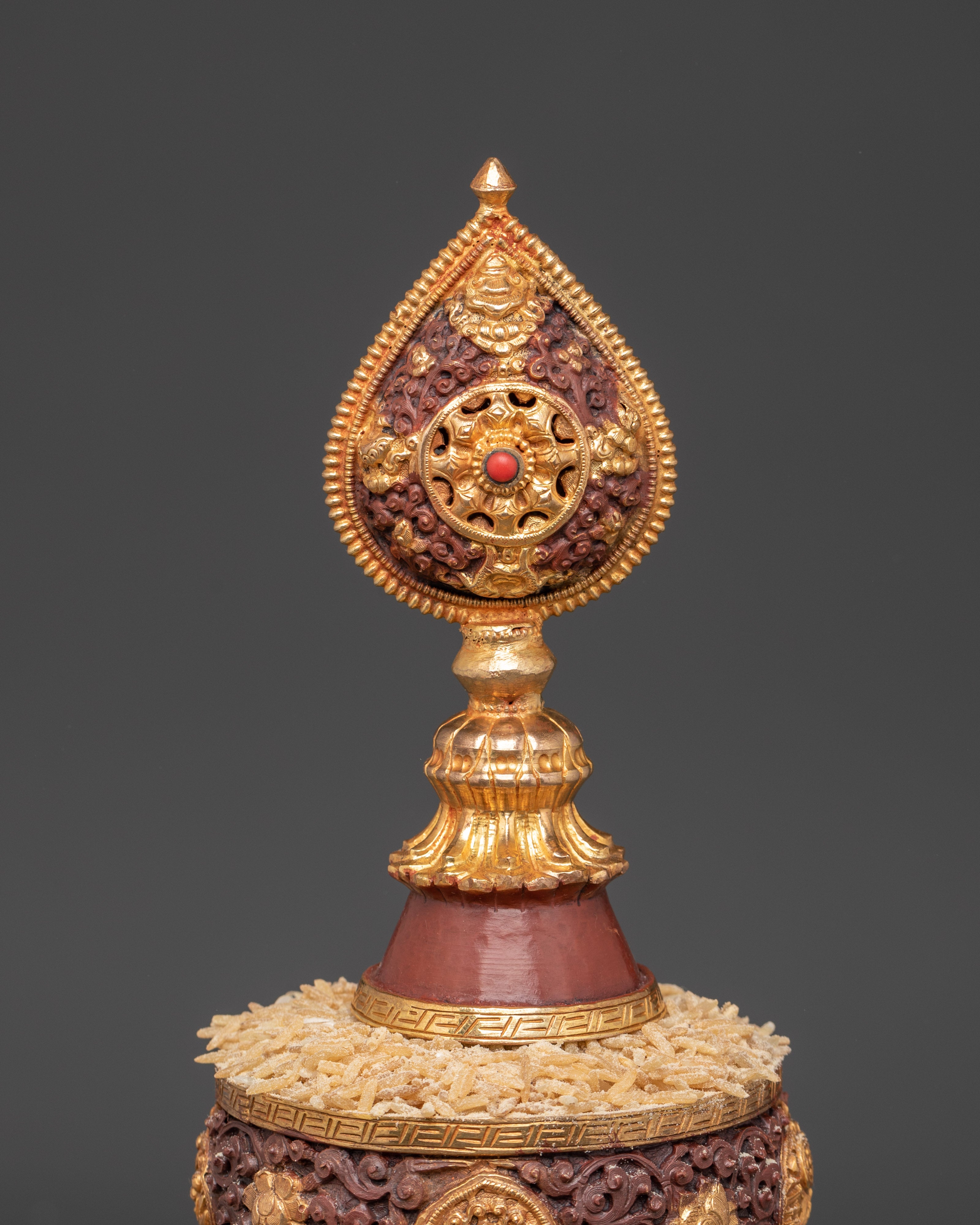 Traditional Buddhist Offering Mandala Set | Gold Plated Oxidized Copper Mandala