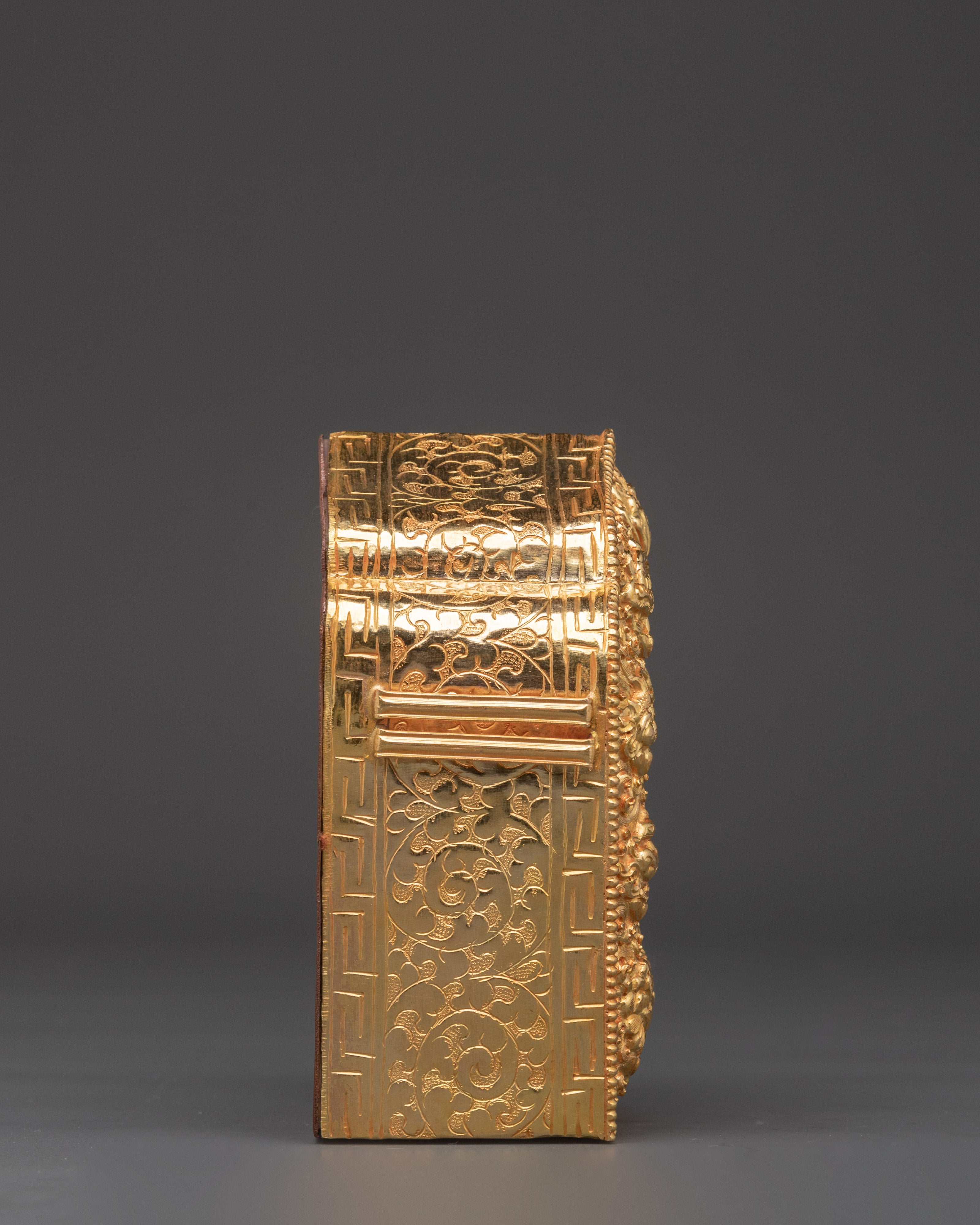 Buddhist Ghau Box Ritual Item | Gold Plated Copper Body Spiritual Treasure Box