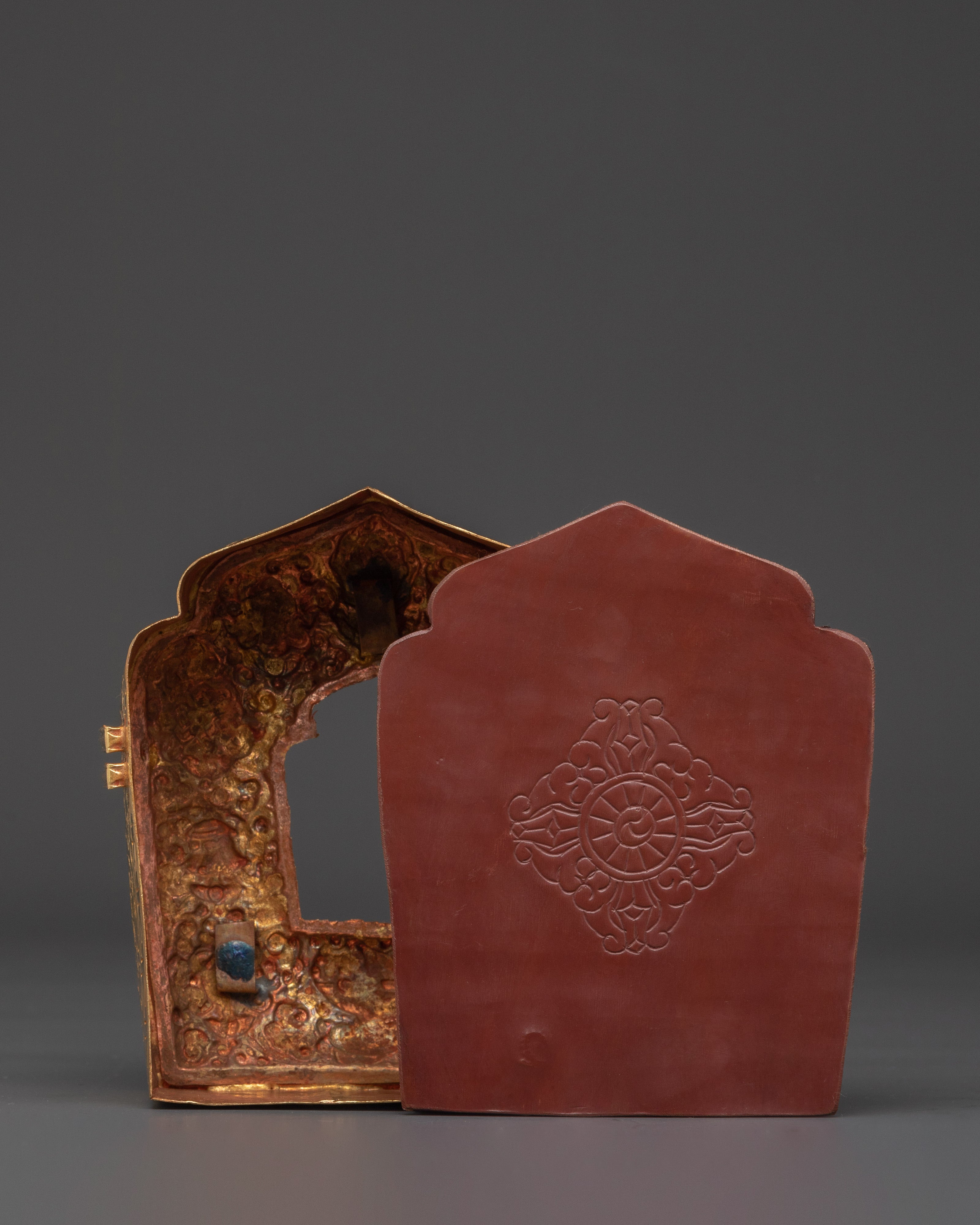 Buddhist Ghau Box Ritual Item | Gold Plated Copper Body Spiritual Treasure Box