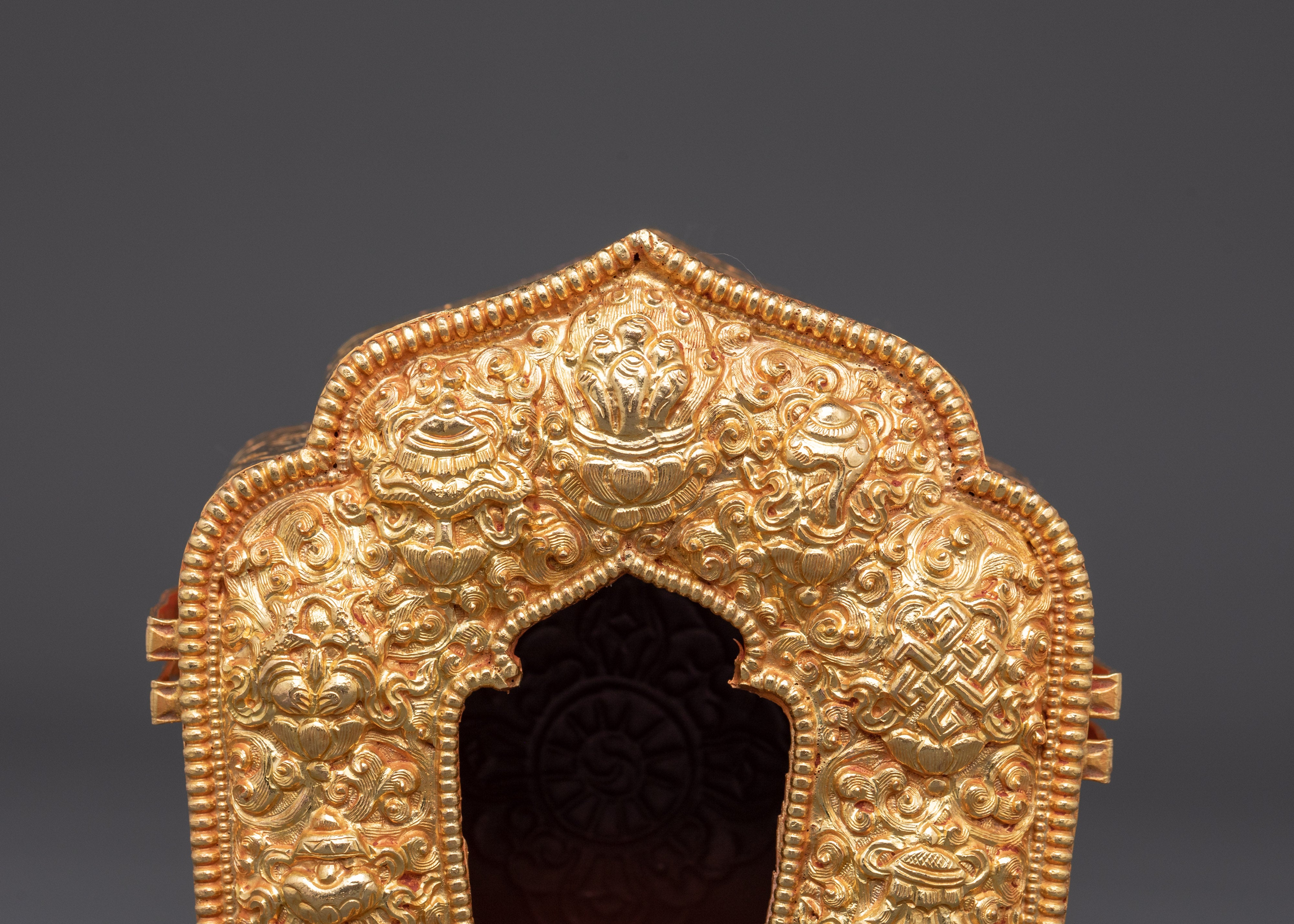 Buddhist Ghau Box Ritual Item | Gold Plated Copper Body Spiritual Treasure Box
