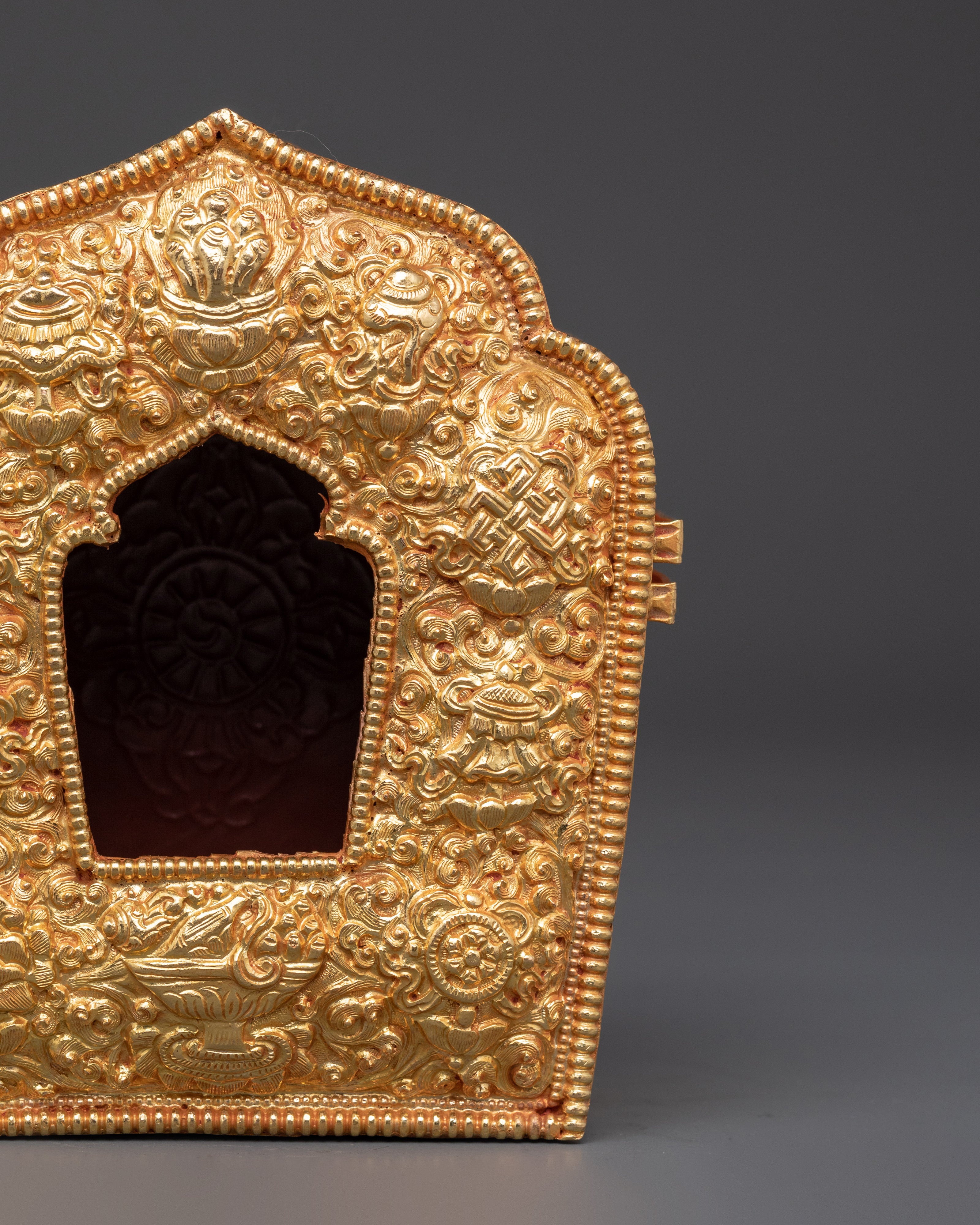 Buddhist Ghau Box Ritual Item | Gold Plated Copper Body Spiritual Treasure Box