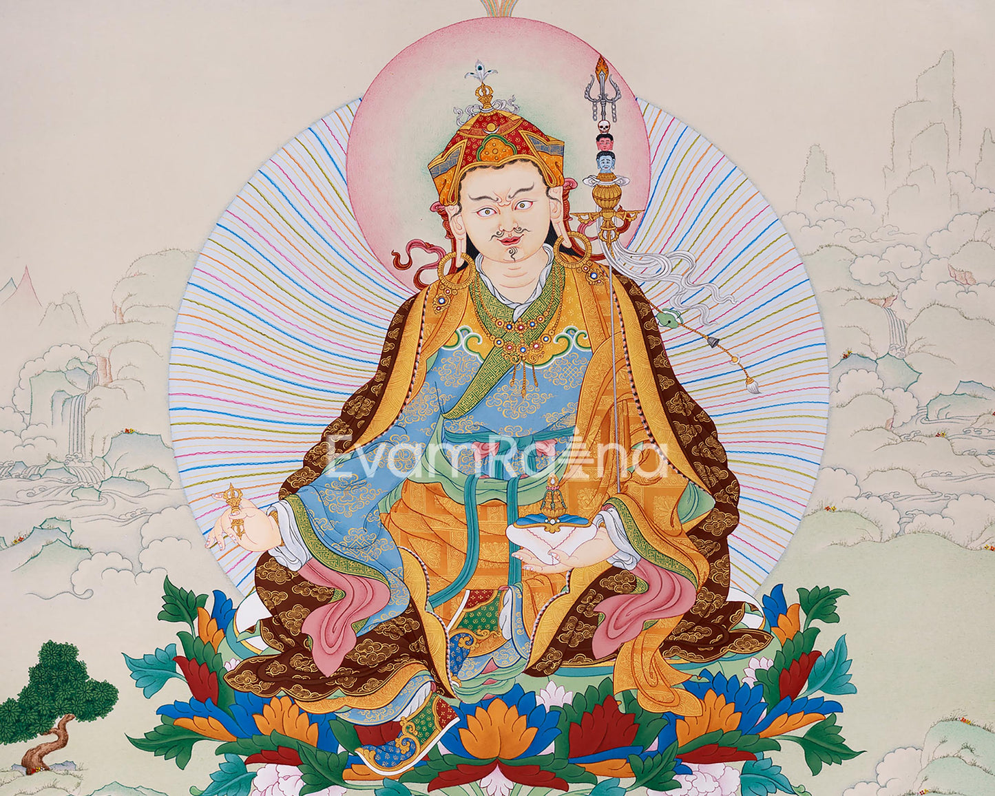 Guru Padmasambhava Thangka | Revered Master of Enlightenment | Samantabhadra