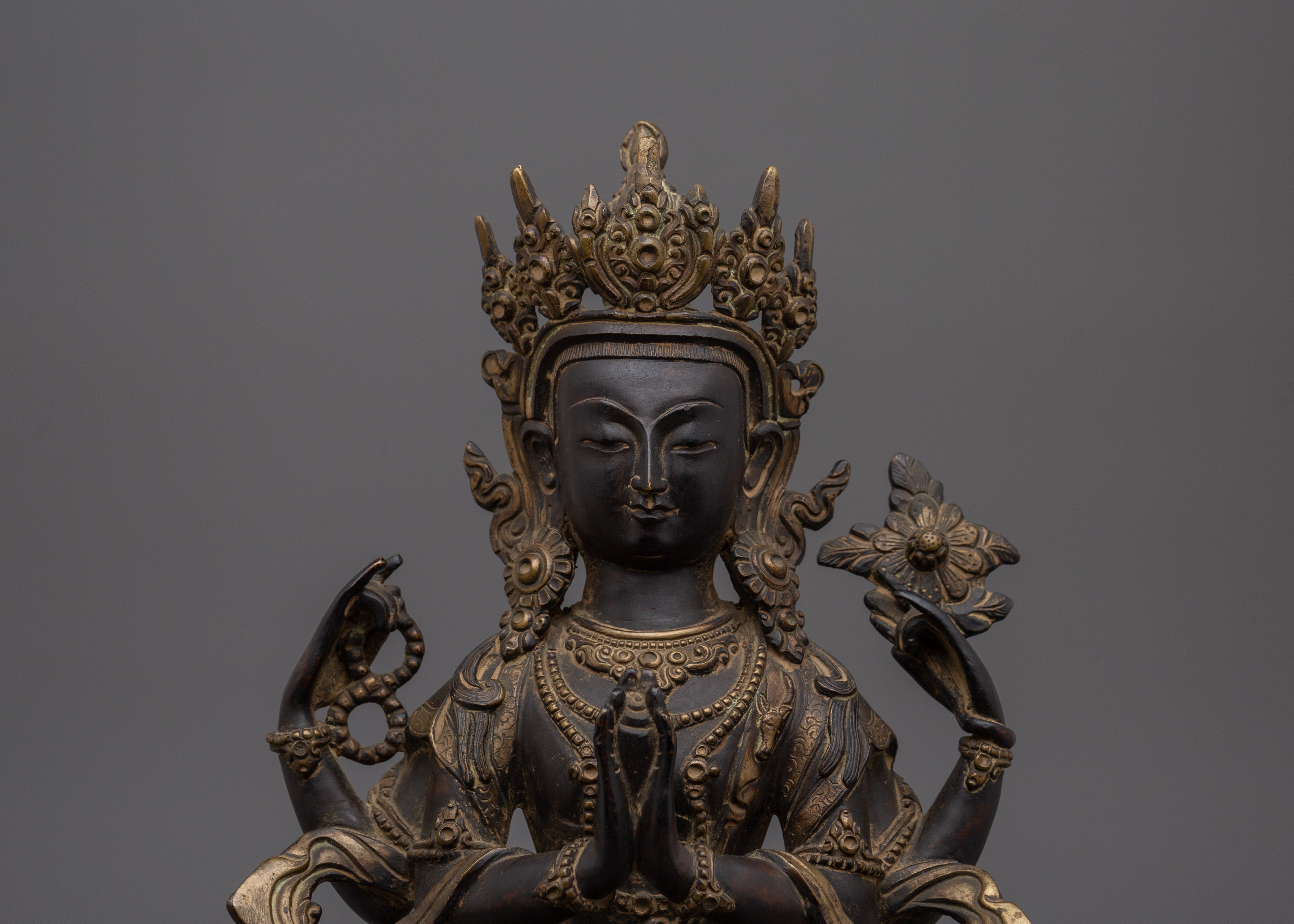 Avalokiteshvara Chenrezig |Black Oxidized Copper