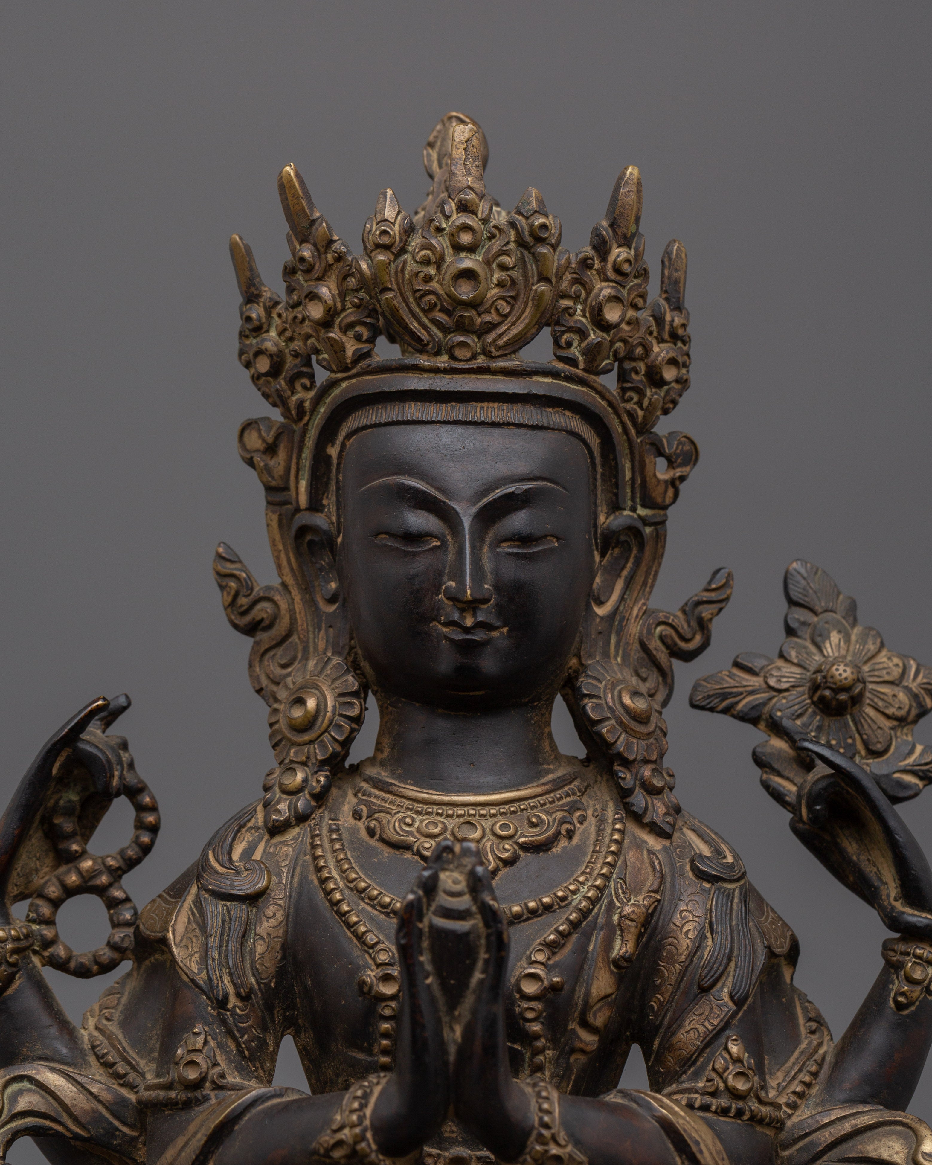 Avalokiteshvara Chenrezig |Black Oxidized Copper