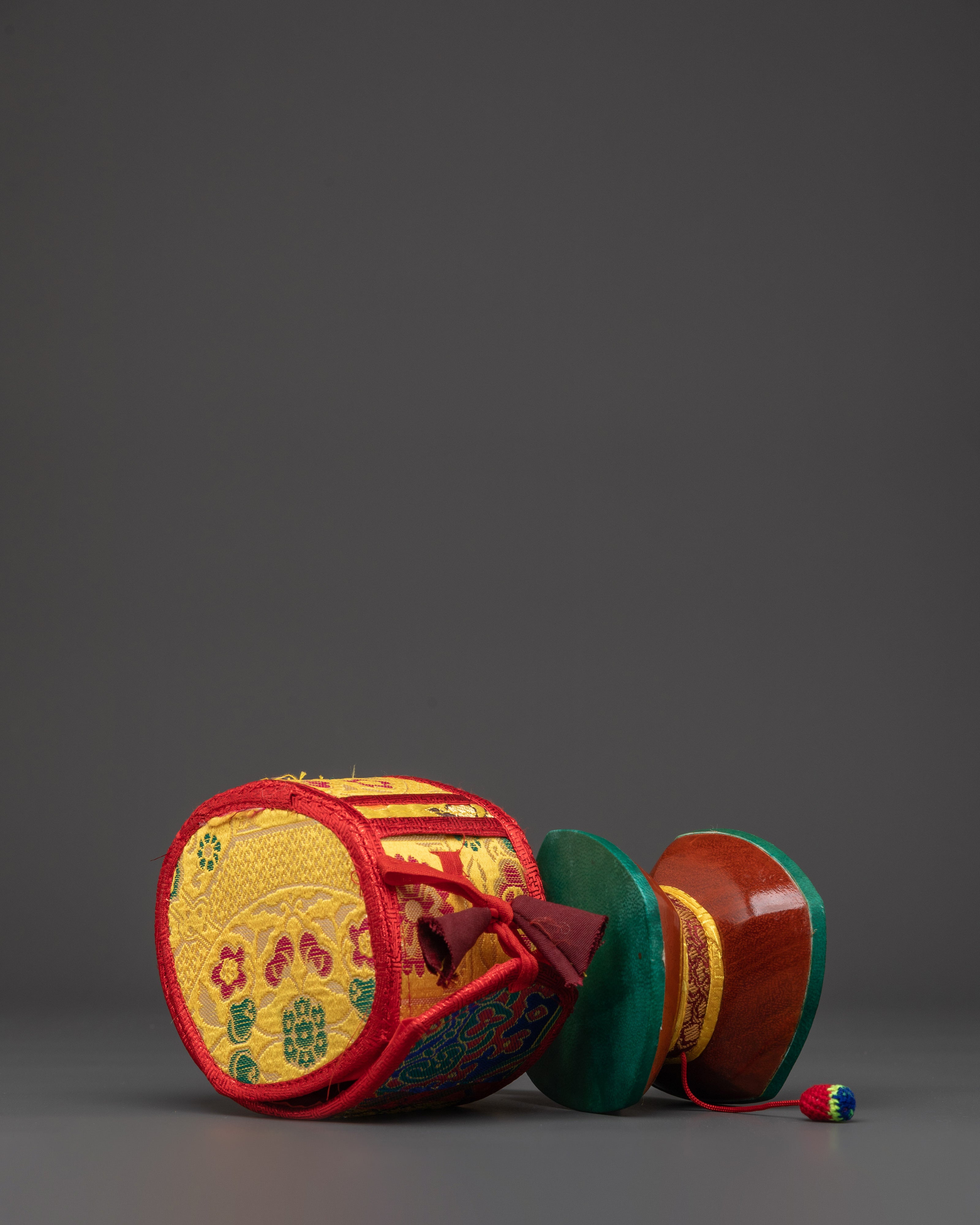 Decorative Damaru for Puja | Handcrafted Wooden Ritual Instrument