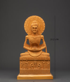 Handcarved Fasting Buddha Shakyamuni Statue | Wooden Ascetic Sculpture