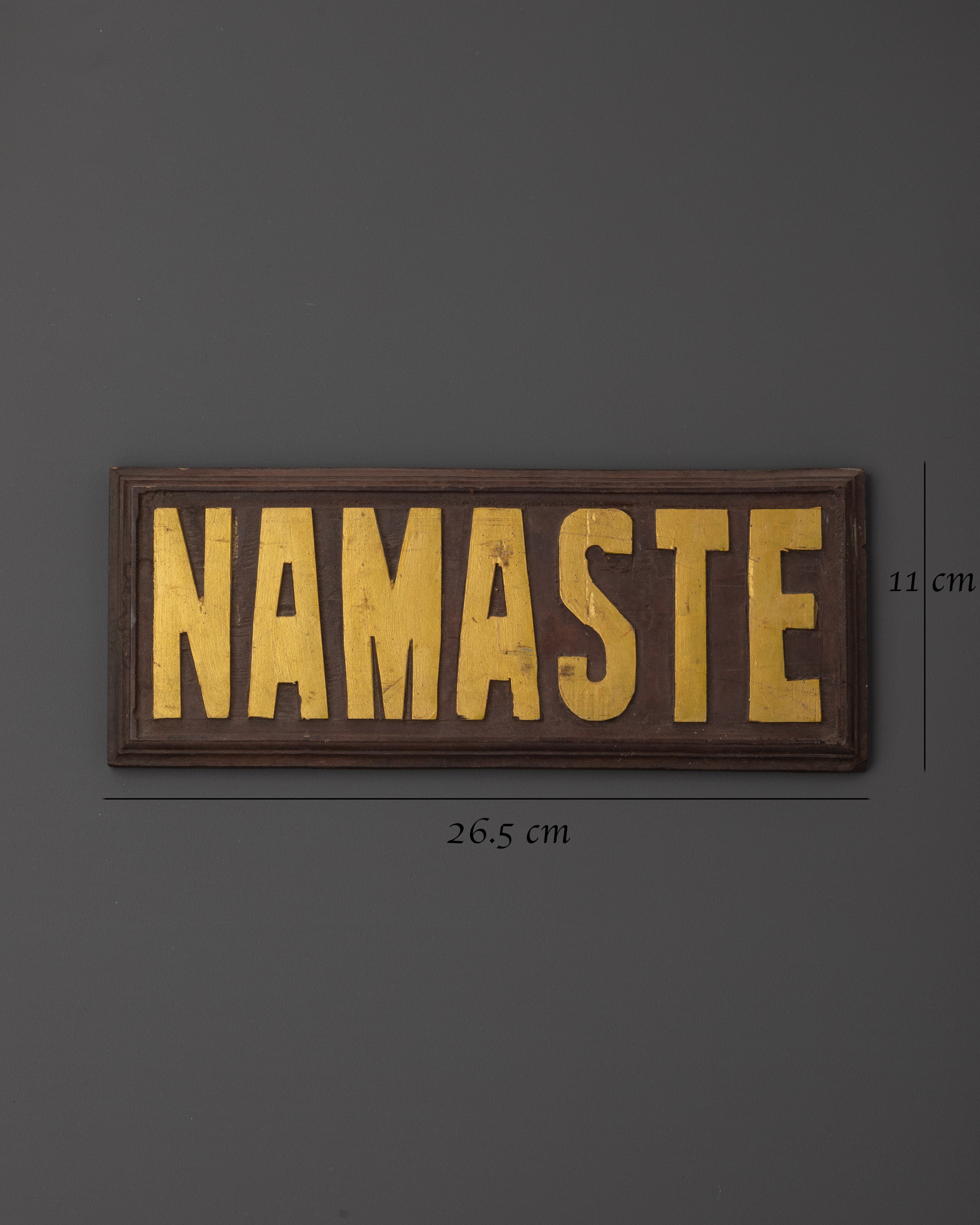 Namaste Wooden Wall Hanging | Golden Acrylic Lettering on Rustic Wood