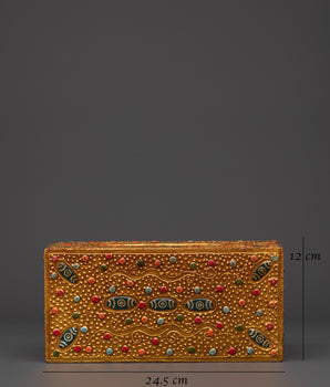 Hand Painted Tibetan Tissue Box | Colorful Wood Box with Acrylic Detailing