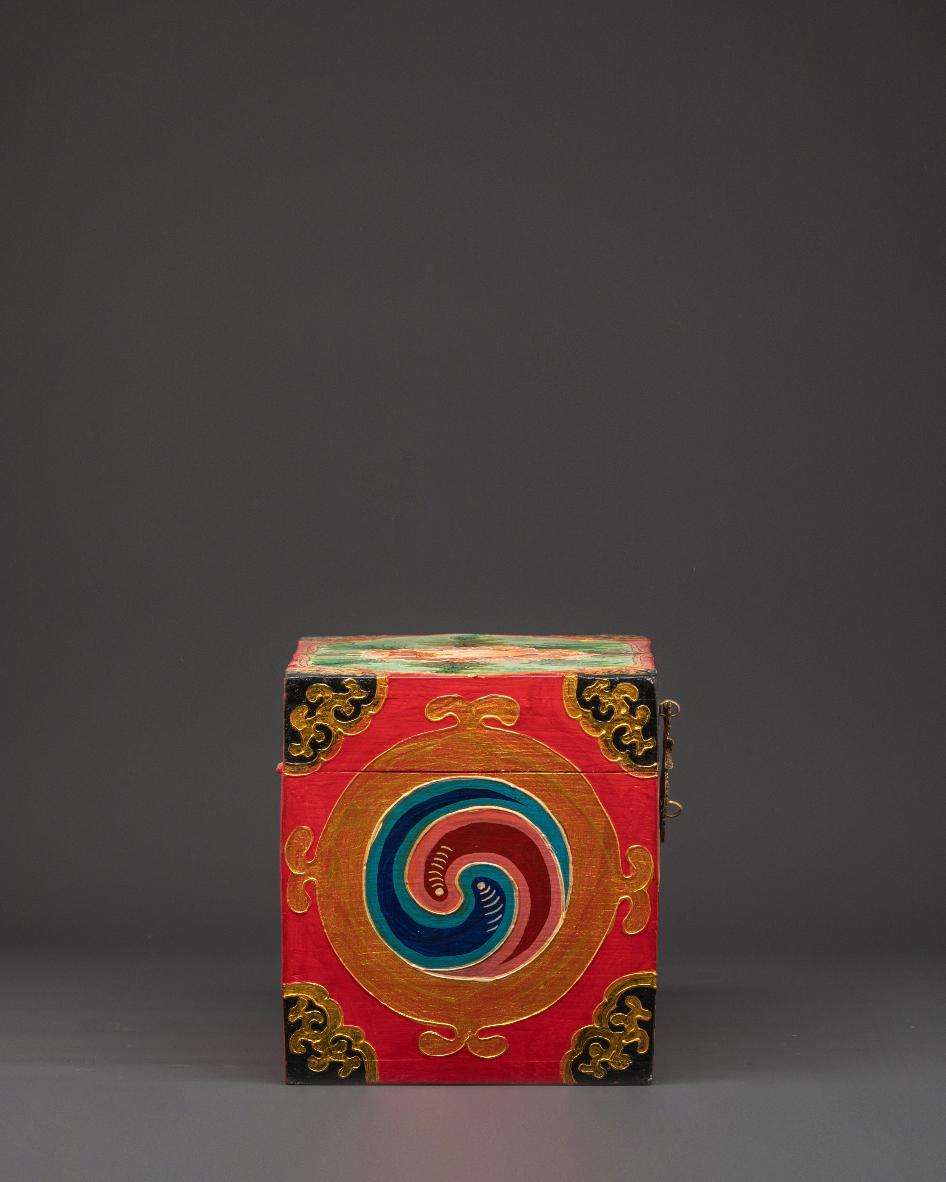 Hand Painted Tibetan Tiger Box | Fierce Jungle Design with Floral and Yin Yang Art