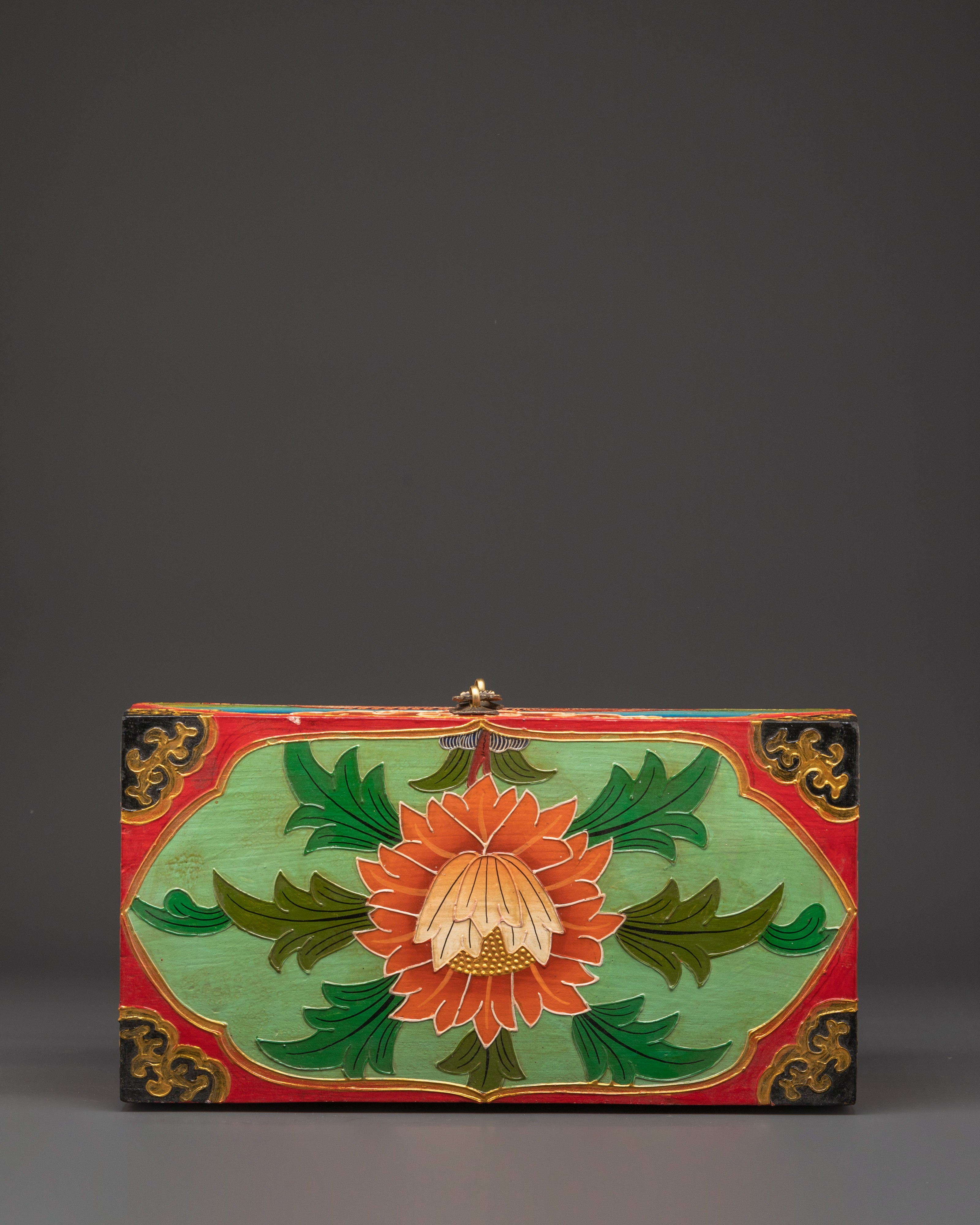 Hand Painted Tibetan Tiger Box | Fierce Jungle Design with Floral and Yin Yang Art