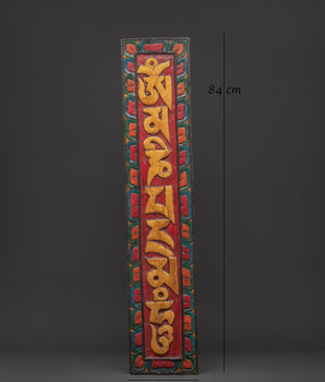 Tibetan Om Mani Padme Hum Wall Hanging | Sacred Wooden Mantra Art