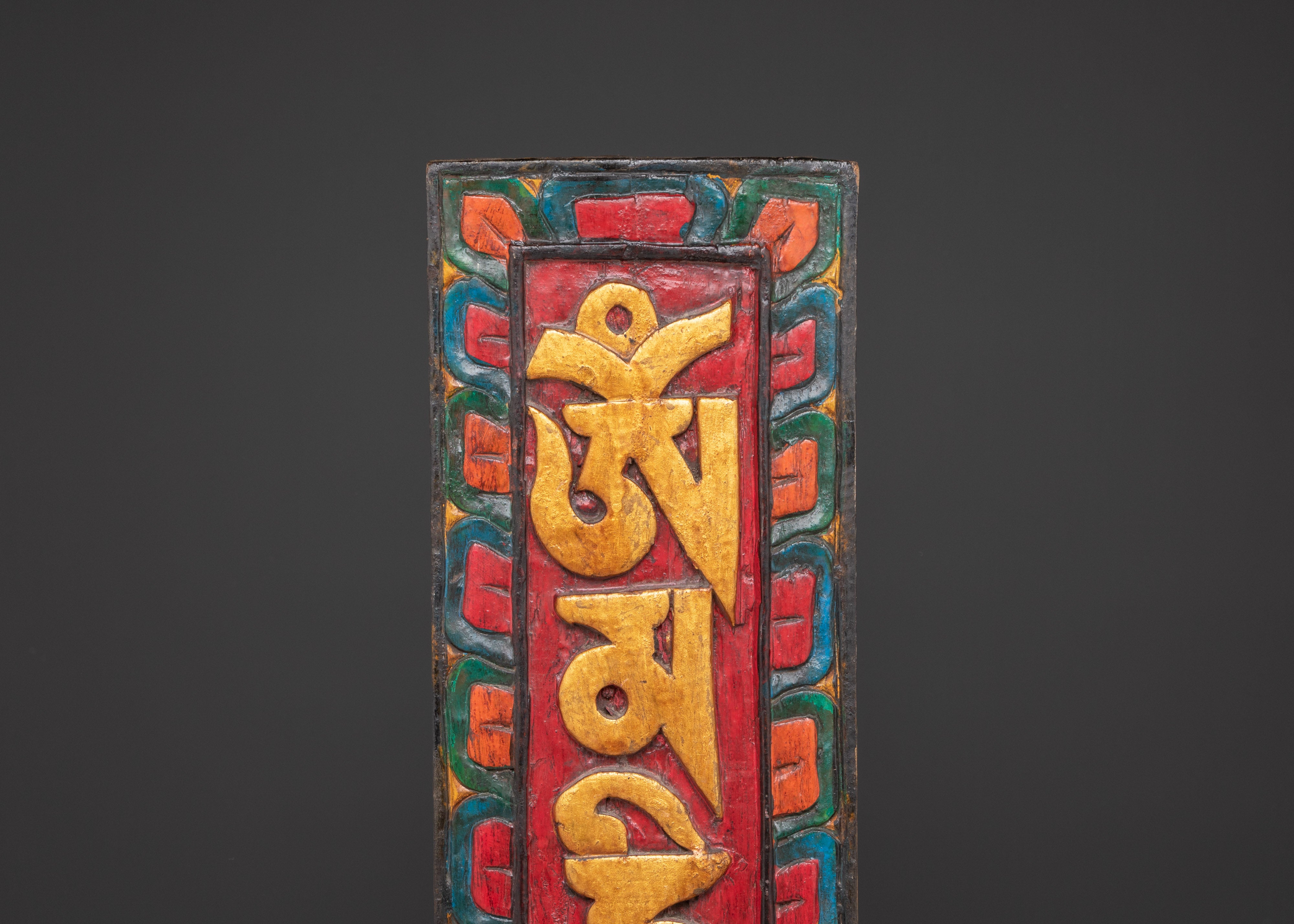Tibetan Om Mani Padme Hum Wall Hanging | Sacred Wooden Mantra Art