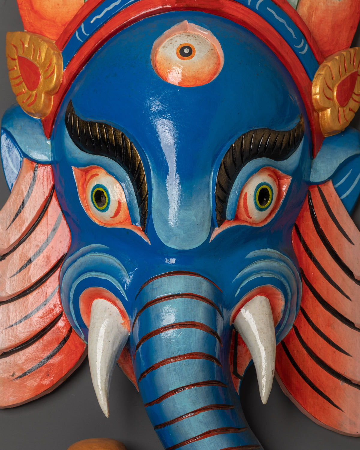 Hand Carved Ganesha Wall Hanging | Hindu Wooden Decor for Temple or Home Altar